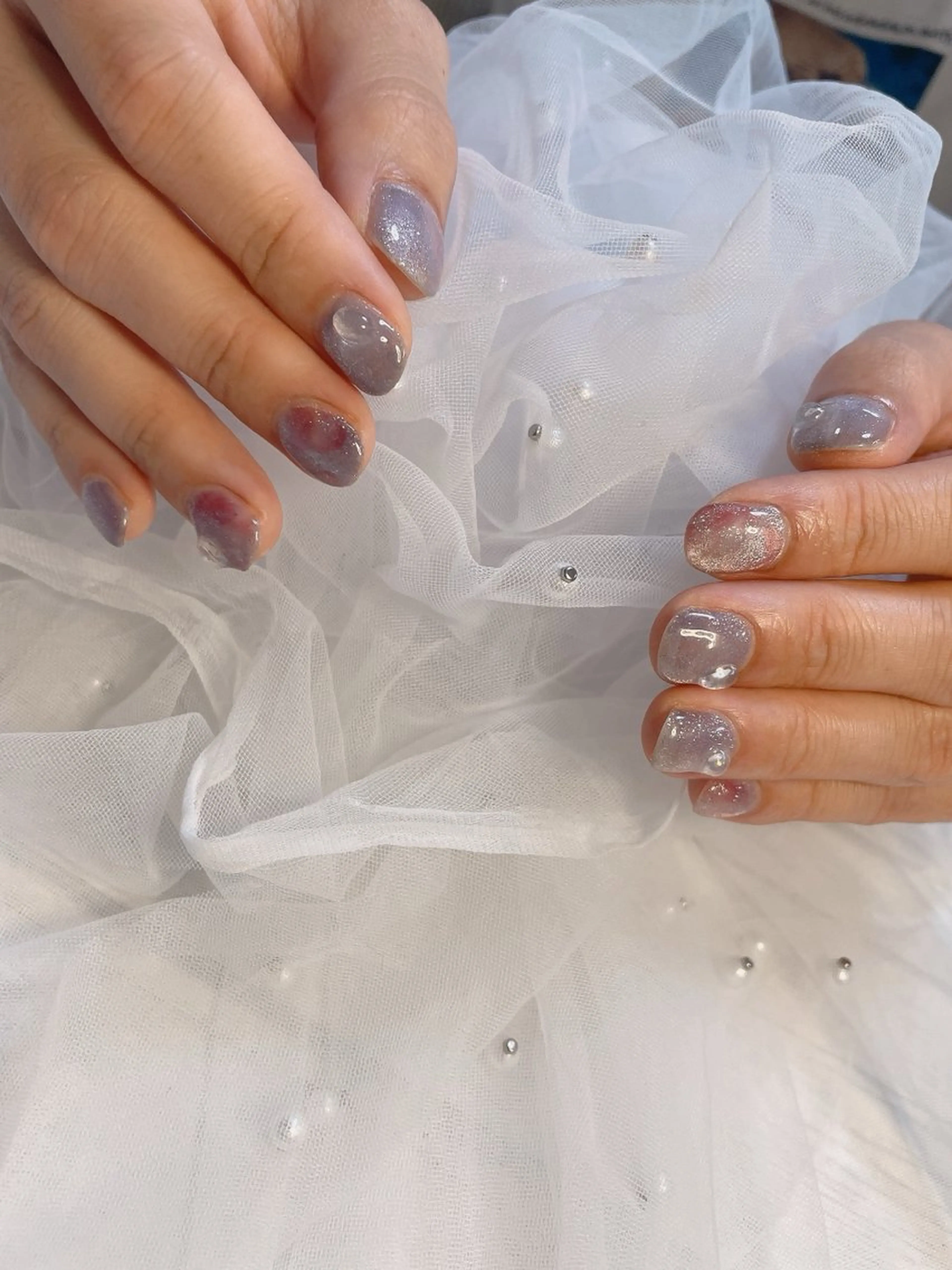 ネイル マグネットネイル パープル ネイルサロン なっちゃん(古千谷)のネイルデザイン