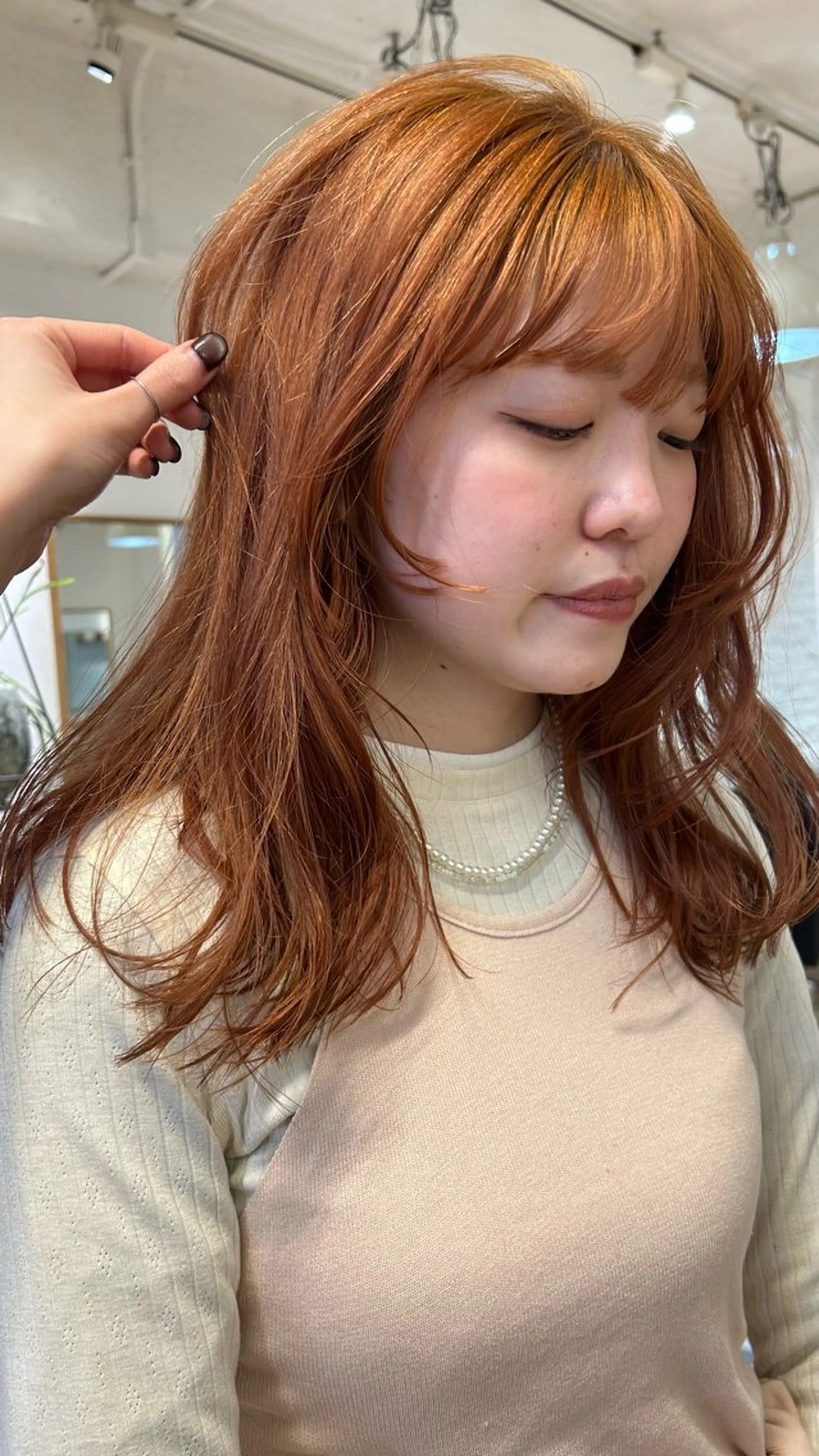 セミロング カラー ヘアカラー じゅわっと暖色カラー 🍊Moemiのヘアスタイル