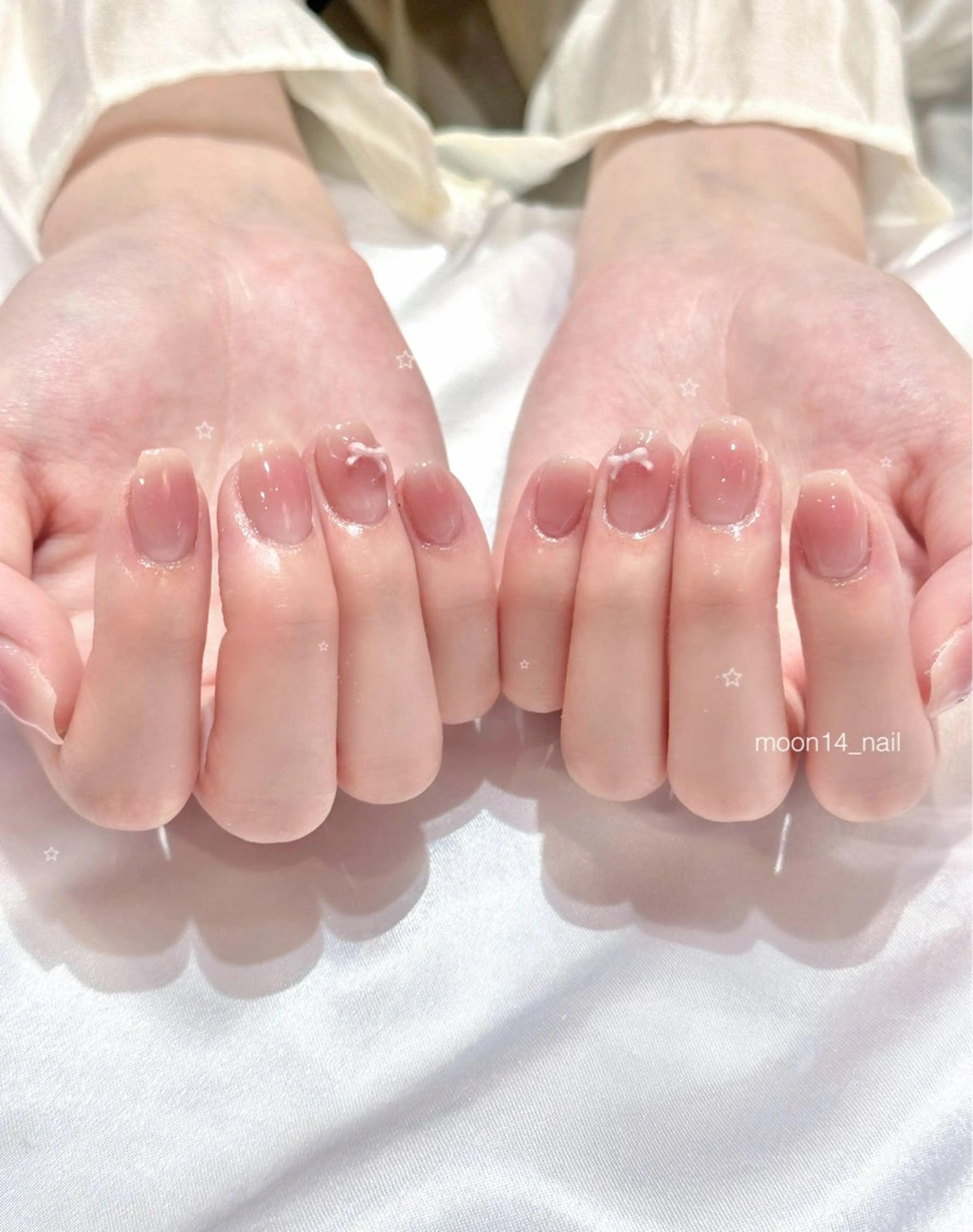 ネイル チークネイル ジェルネイル パラジェル ピンク リボン ハンドネイル natsuki 💫のネイルデザイン