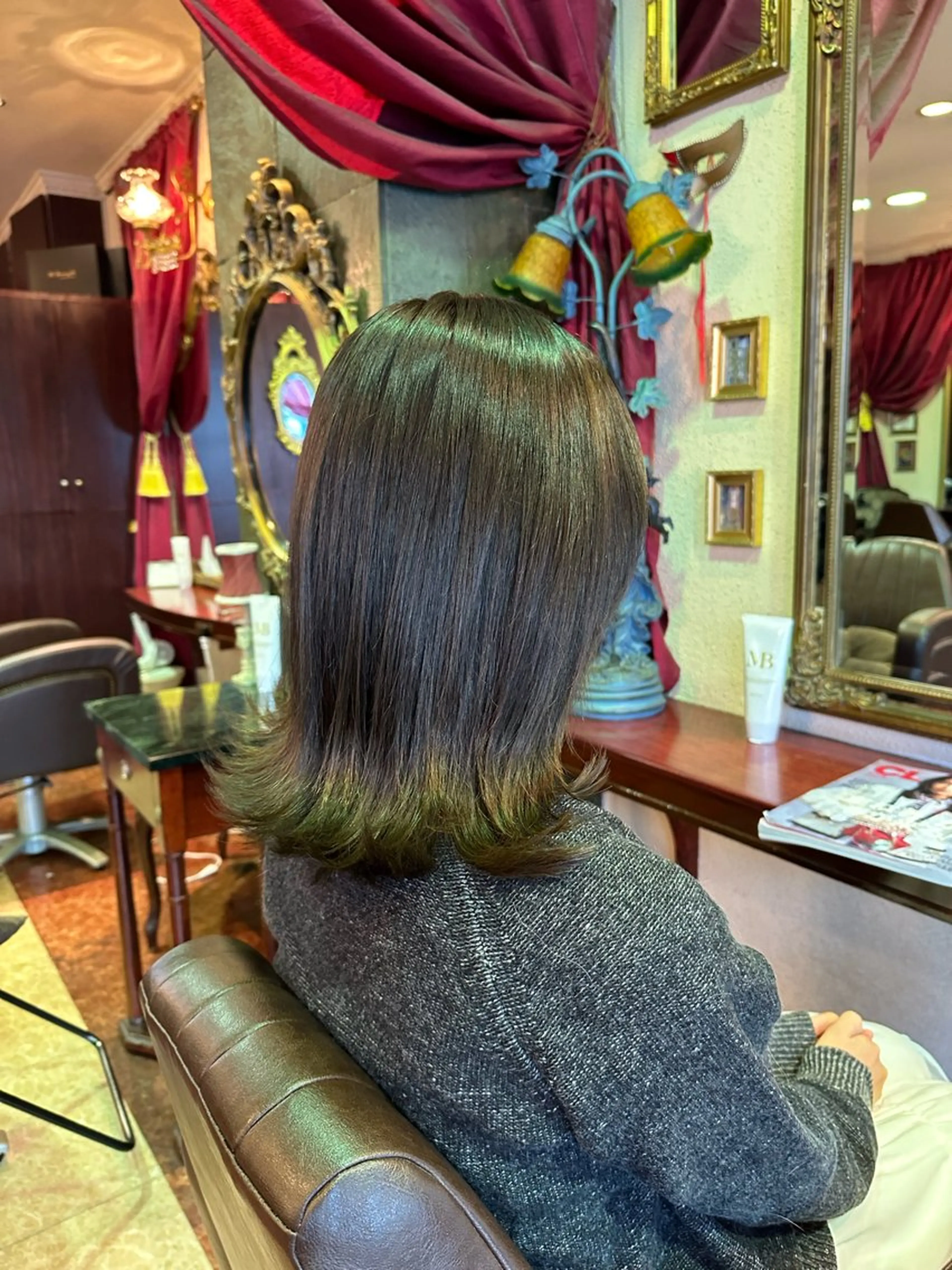 ミディアム カラー ブリーチ 透明感カラー グレージュ ブリーチなしカラー オリーブグレージュ カット ヘアカラー トリートメント 【美髪矯正 /髪質改善】RINのヘアスタイル