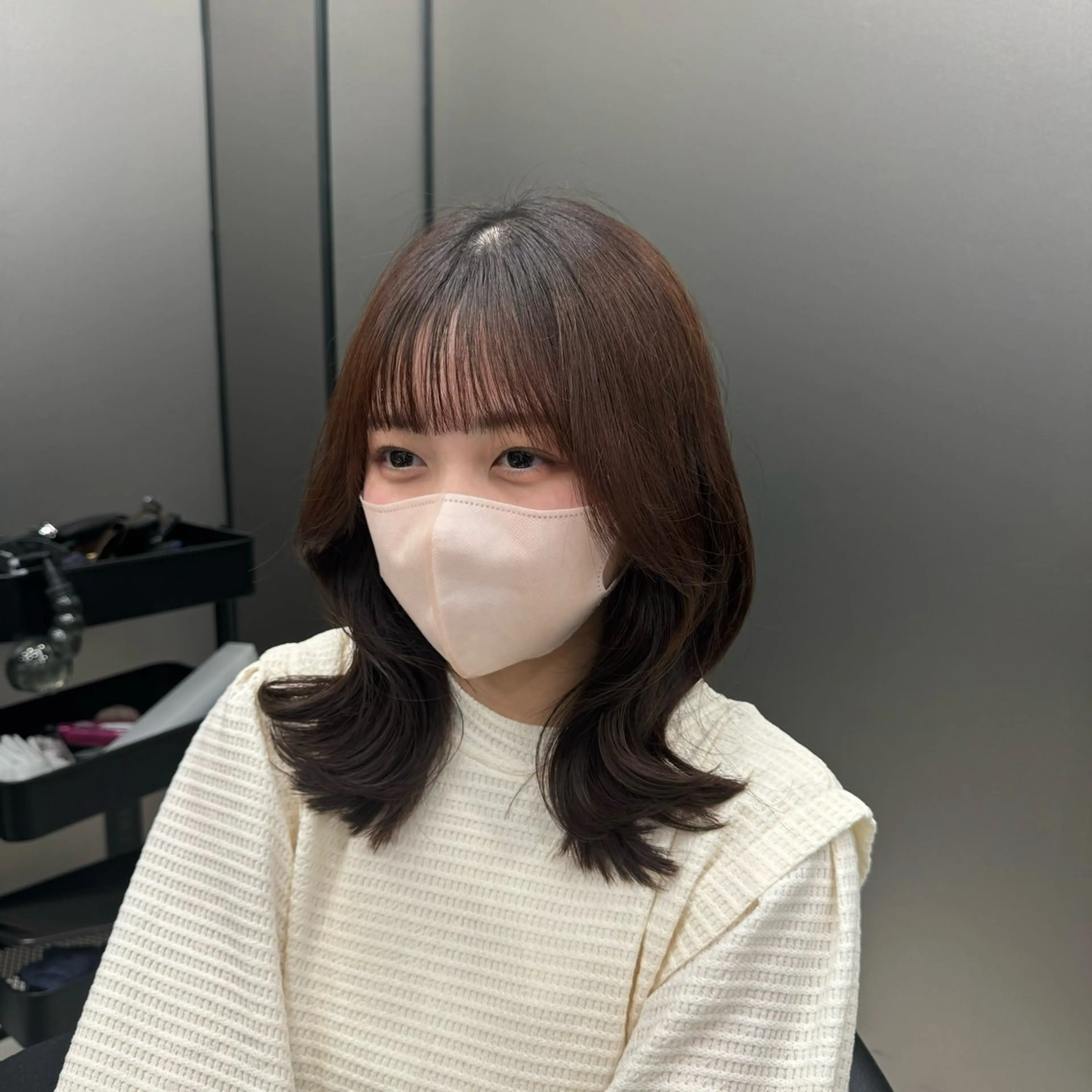 ミディアム くびれヘア 新宿/顔周りカット/ レイヤー/がっきーのヘアスタイル