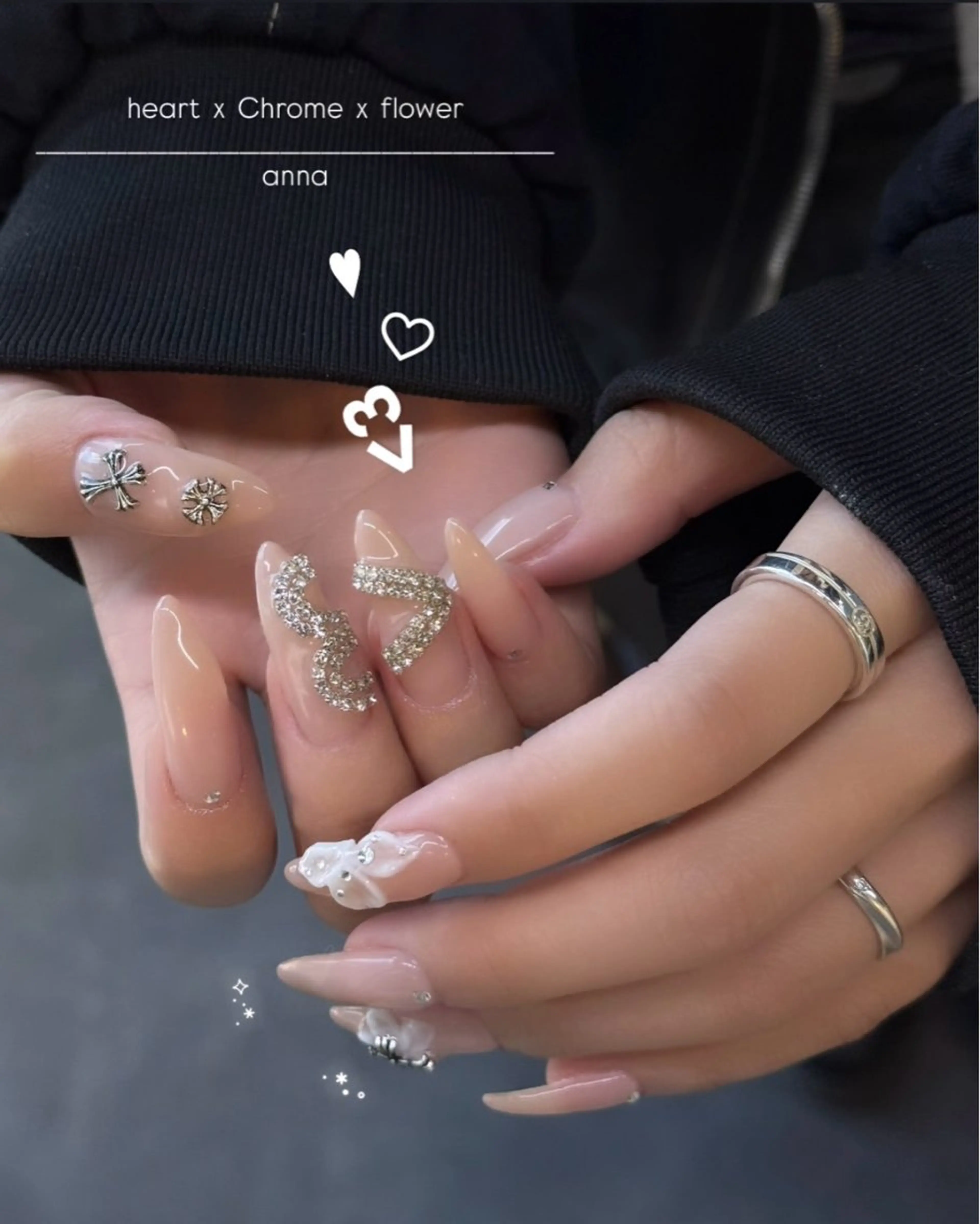 ネイル フラワーネイル ハート ハンドネイル ハンドケア germer. annaのネイルデザイン