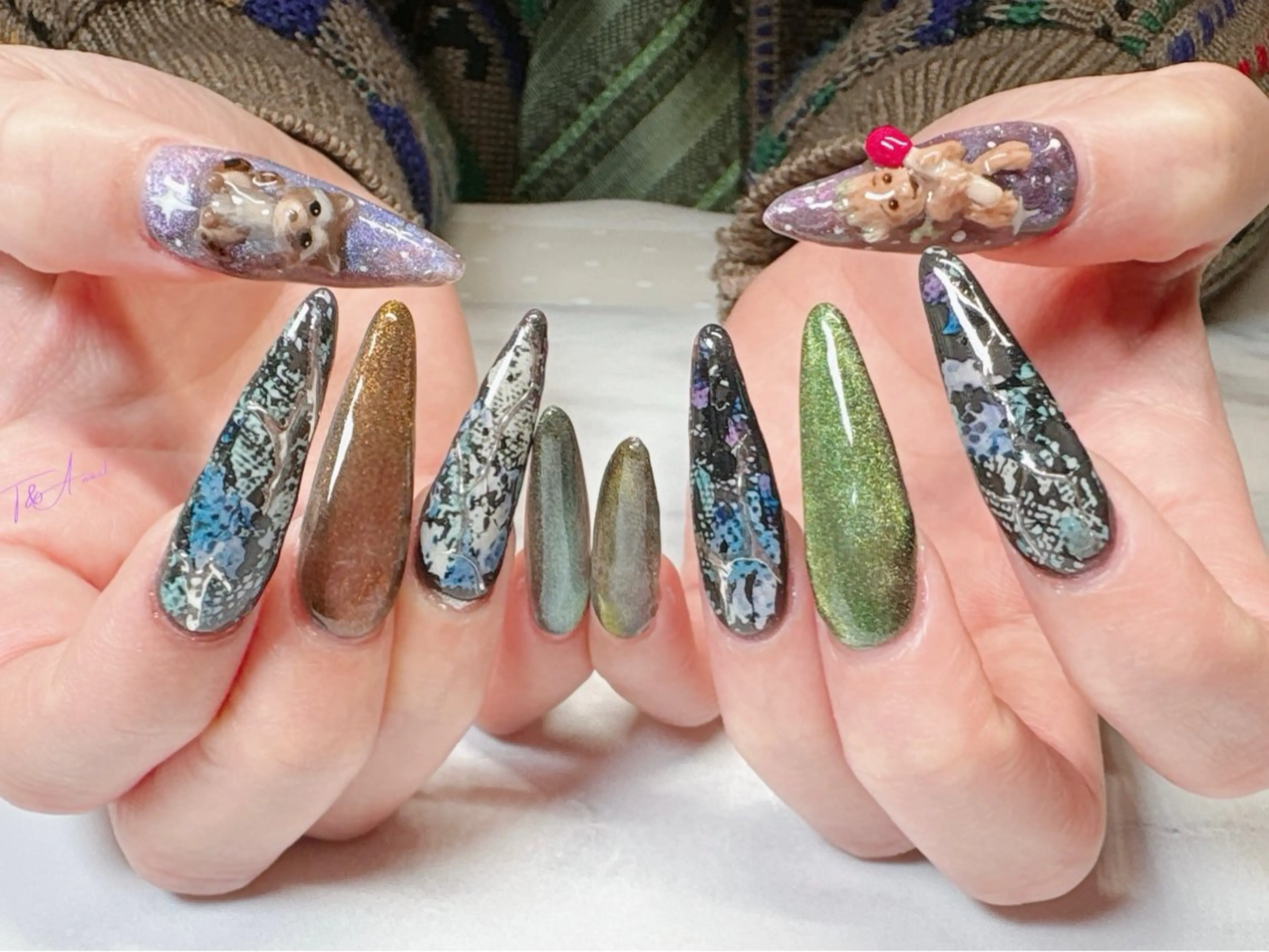 ネイル 長さ出し ジェルネイル ロングネイル スカルプネイル ハンドネイル T&A nailのネイルデザイン