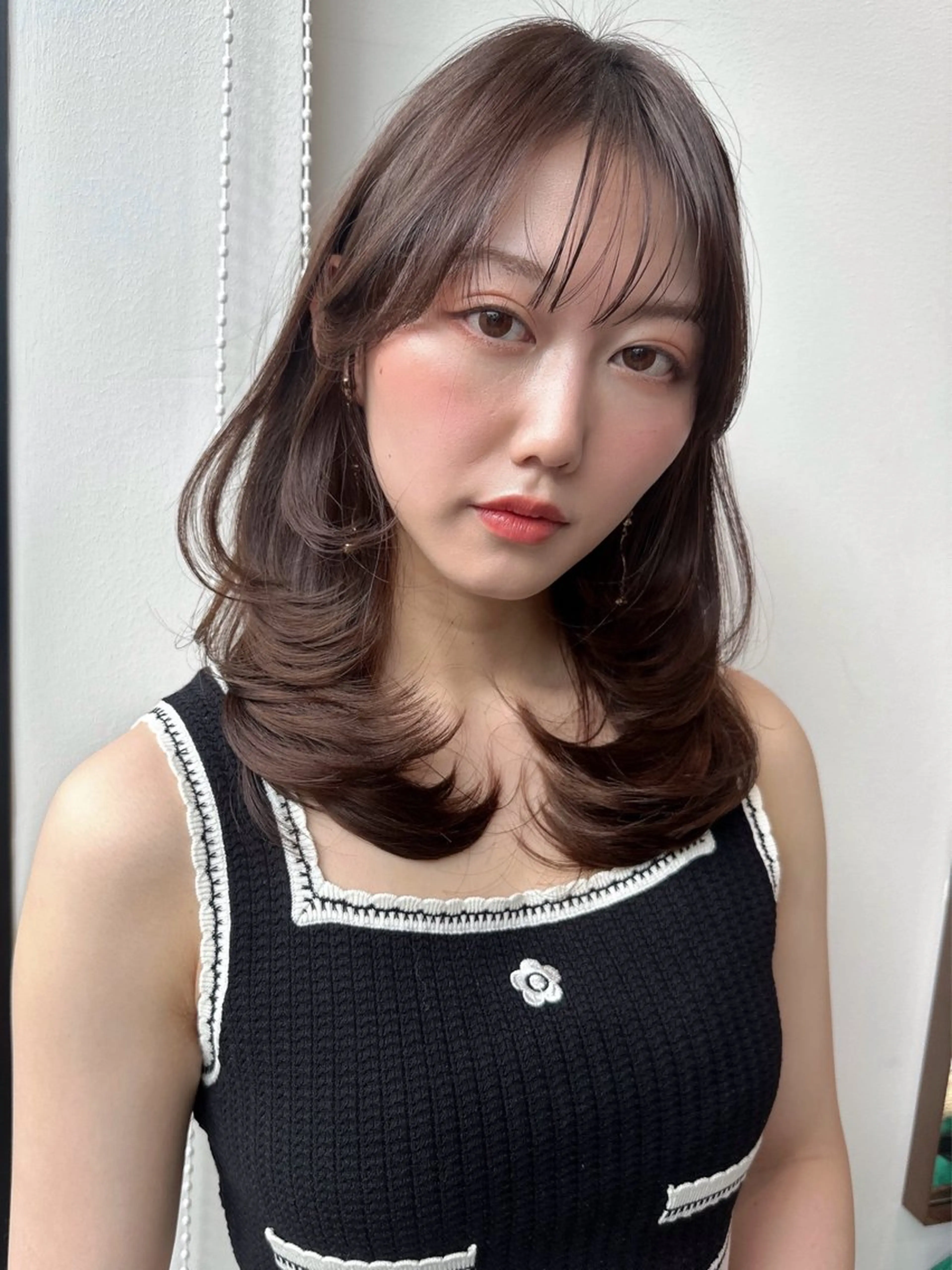 セミロング カラー 透明感カラー 顔周りカット レイヤーカット トリートメント カット ヘアカラー トリートメント 🩰ナチュラル可愛い kamicare🩰のヘアスタイル