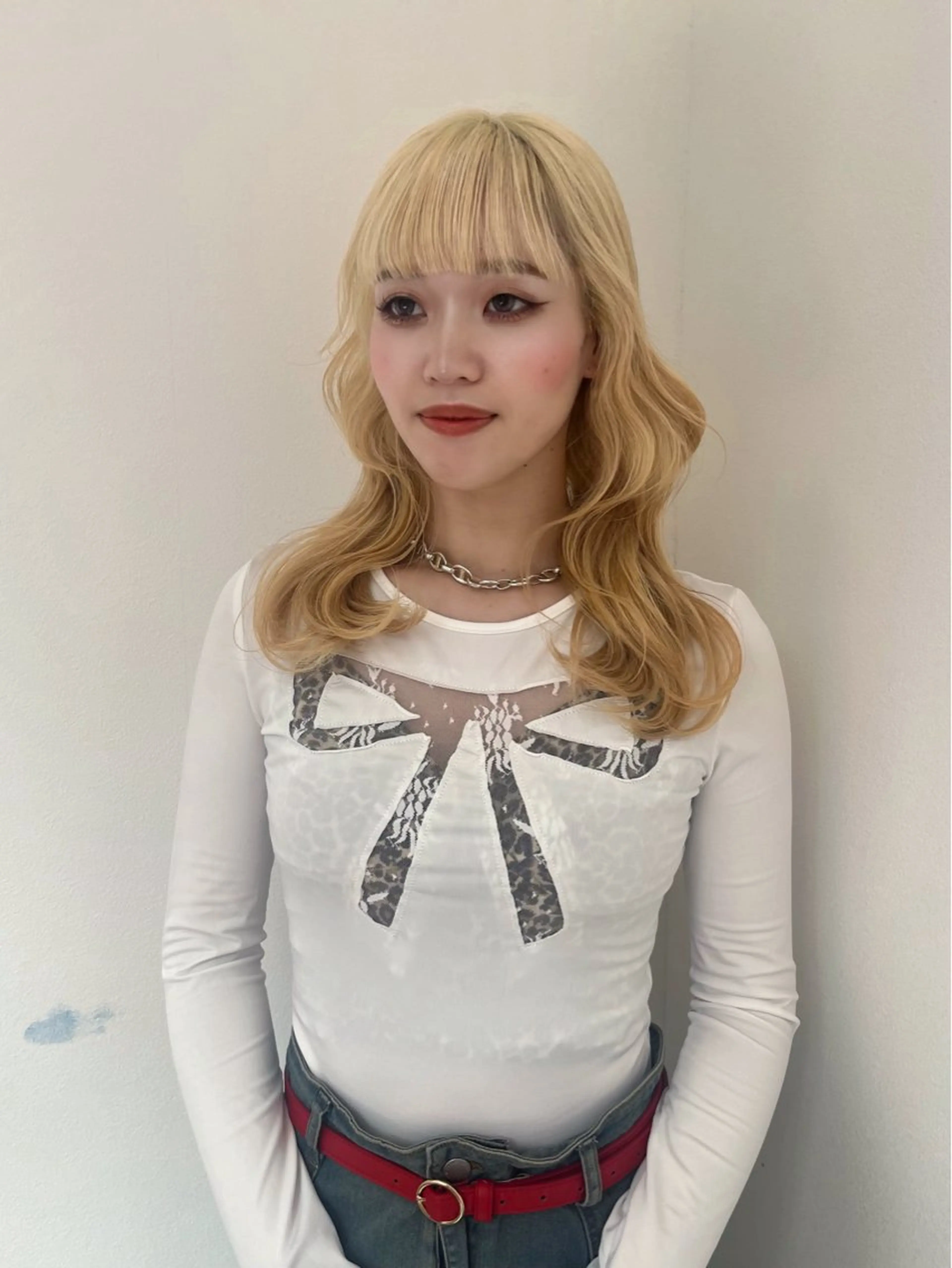 カラー ブリーチ ブロンド ダブルカラー ハイトーンカラー 心斎橋/ブロンド/ ペールカラー/あみかのヘアスタイル