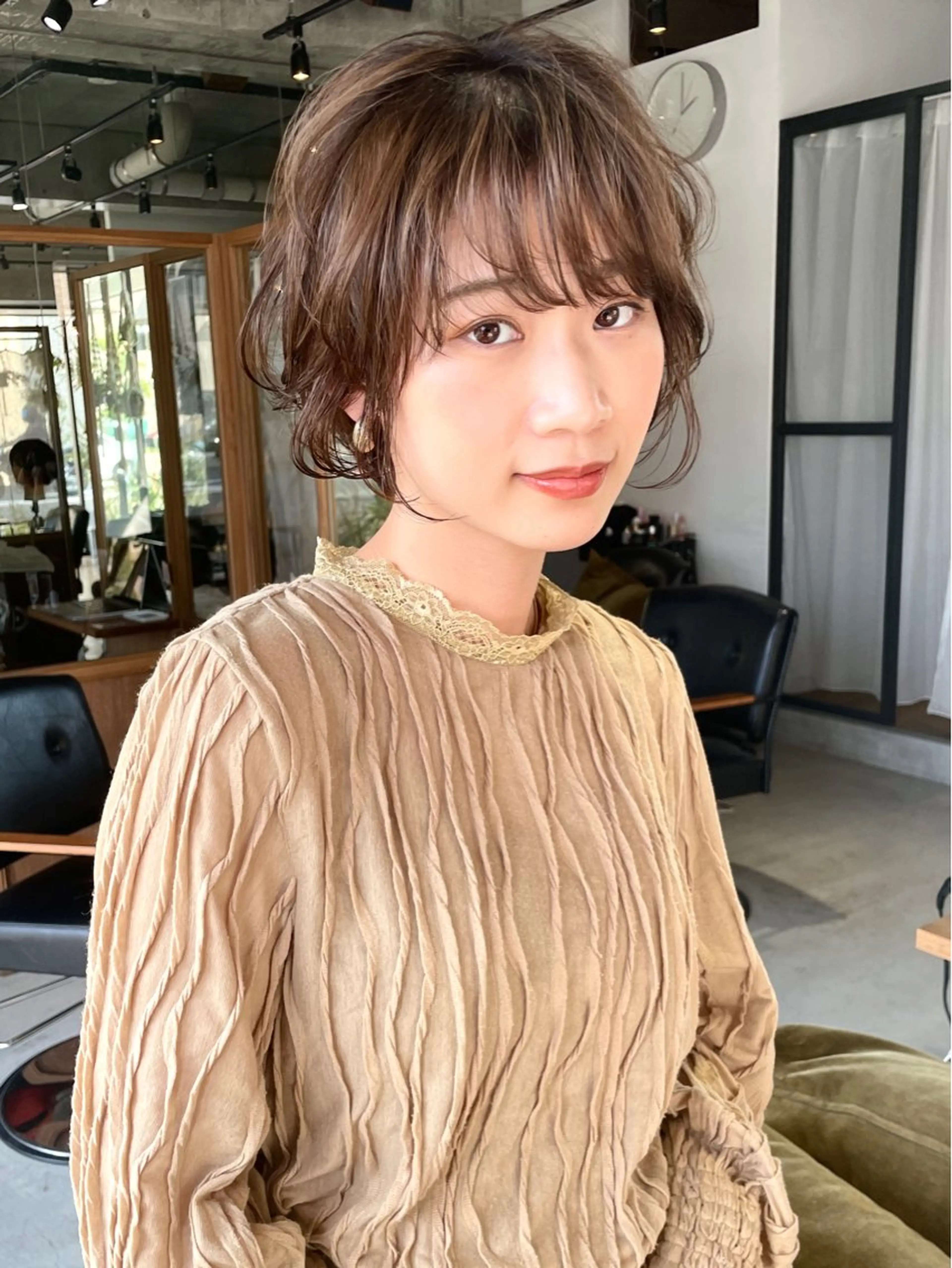 ショート カラー パーマ カット パーマ トリートメント FERIA池田 田岡啓佑のヘアスタイル