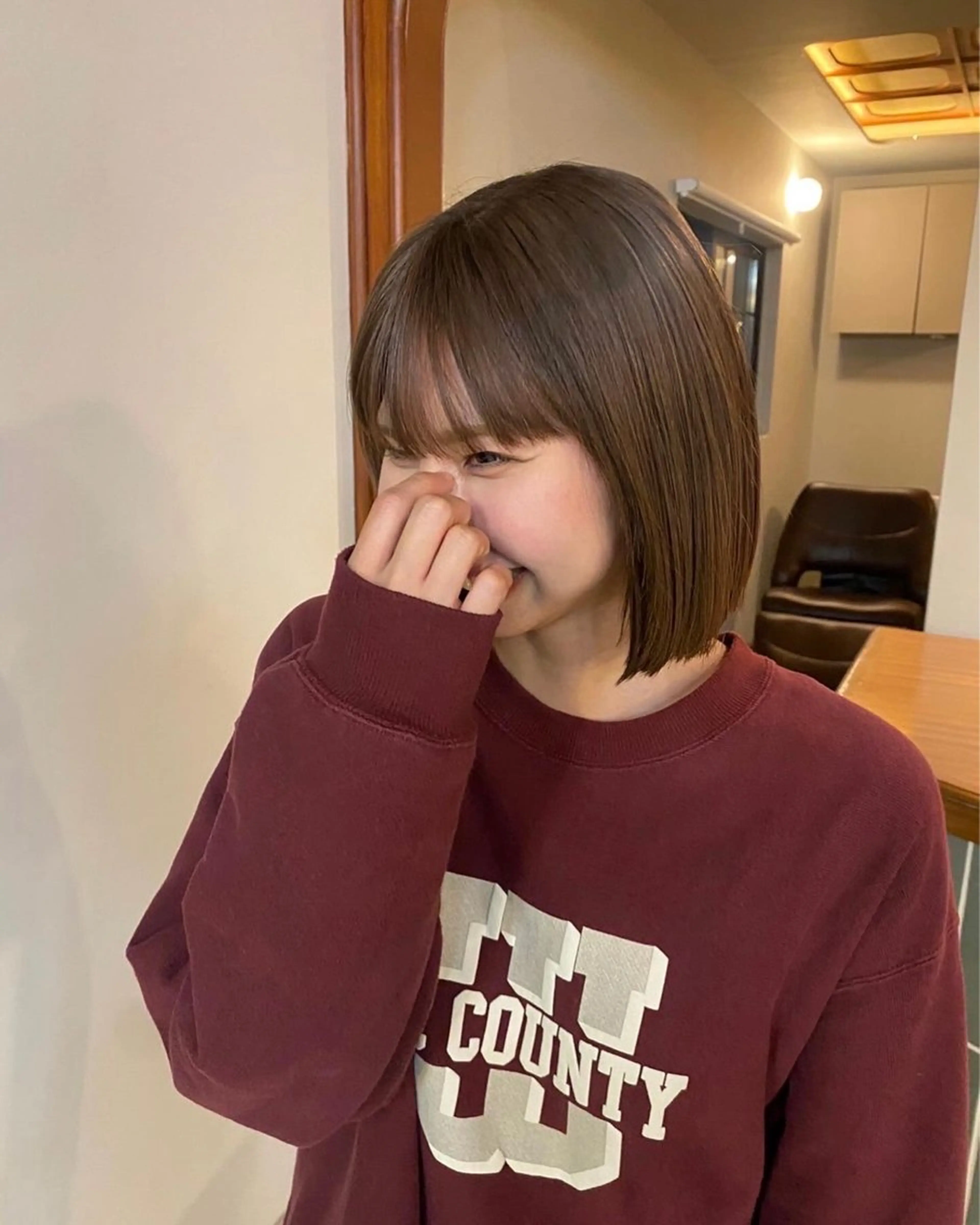 ショート カラー ブリーチ ブラウンカラー 透明感カラー ムナカタ アカリのヘアスタイル