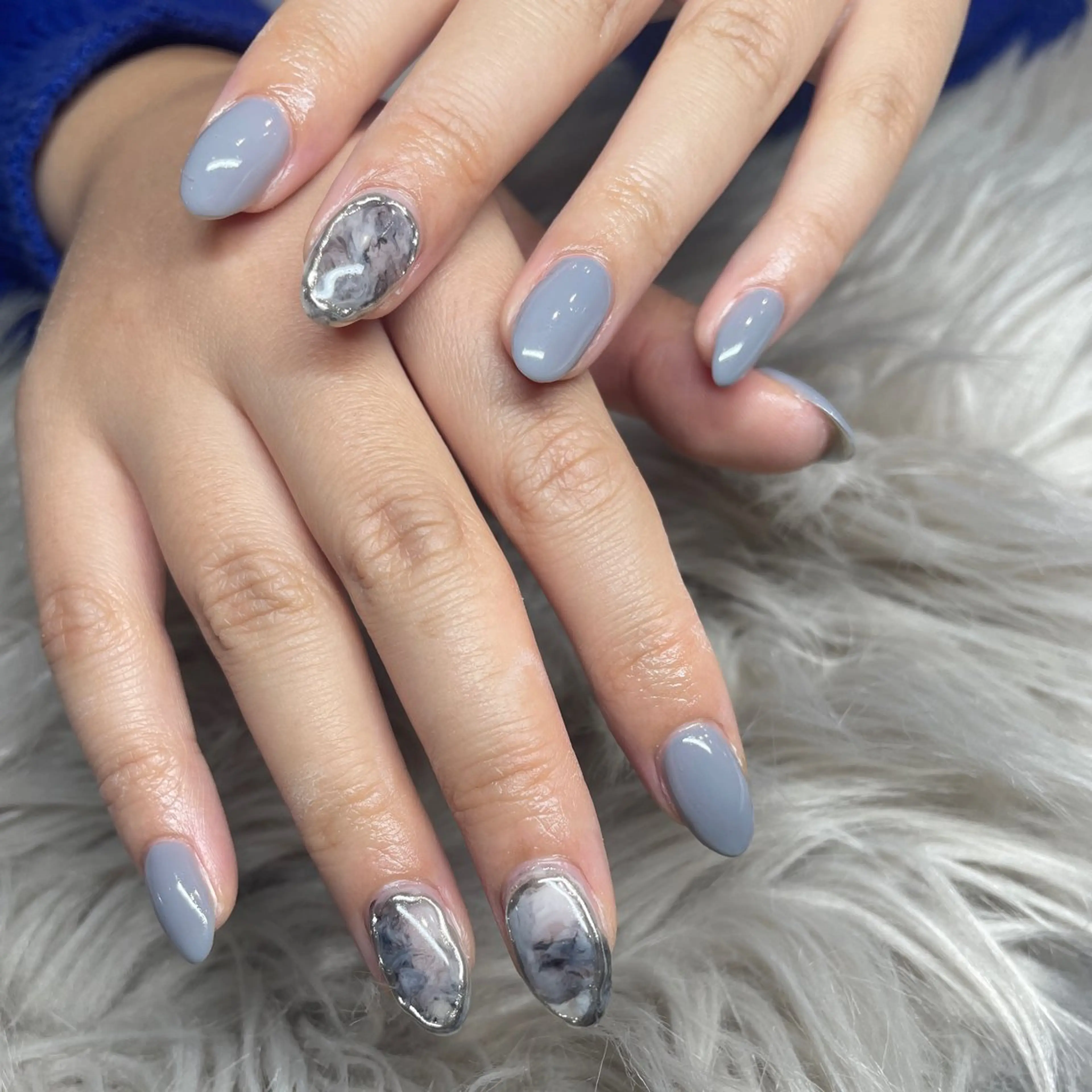 ネイル 大理石ネイル(マーブル) ミラーネイル IROHA NAIL nanaのネイルデザイン