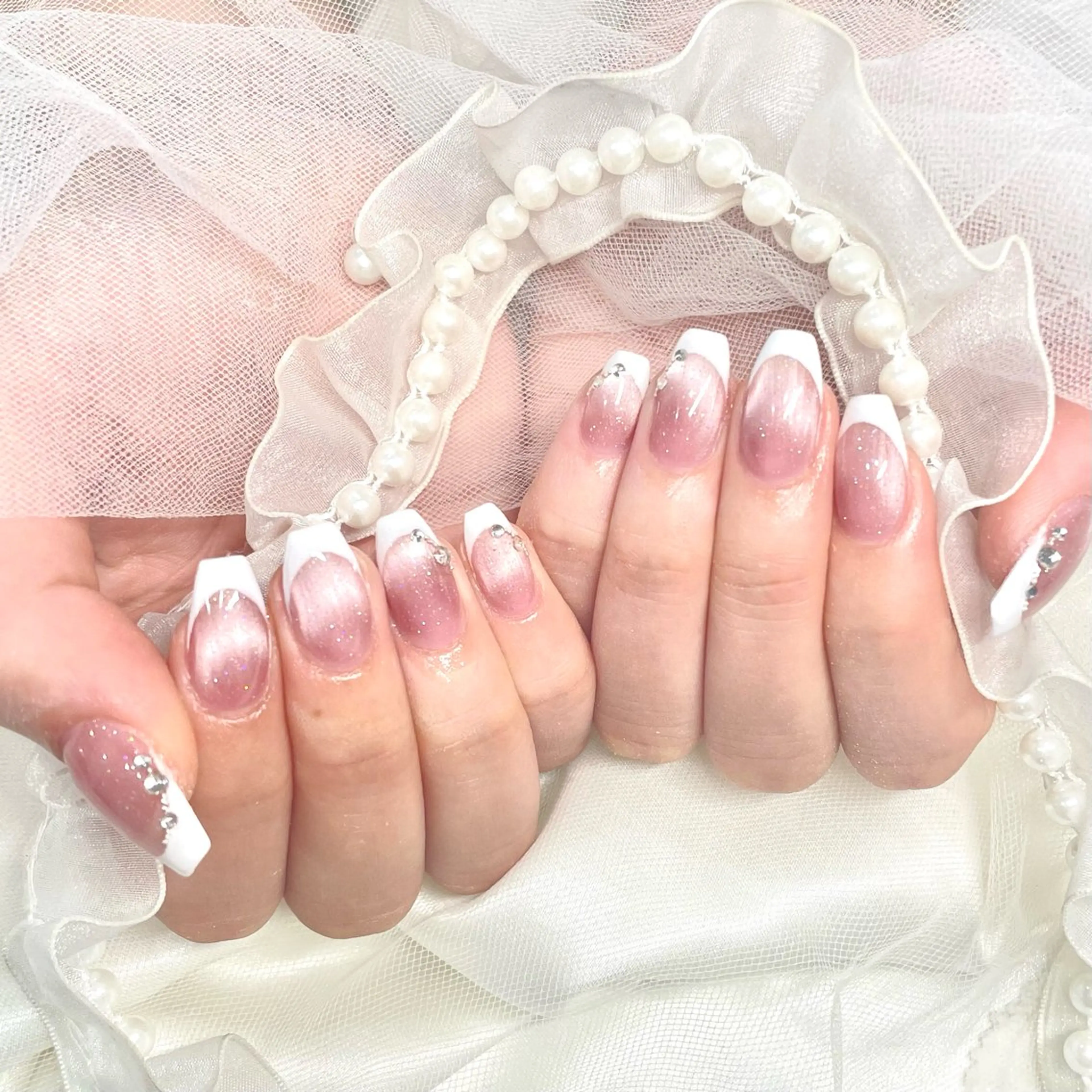 ネイル フレンチネイル マグネットネイル ジョアアンジェ京橋店 MARINA‎🤍のネイルデザイン