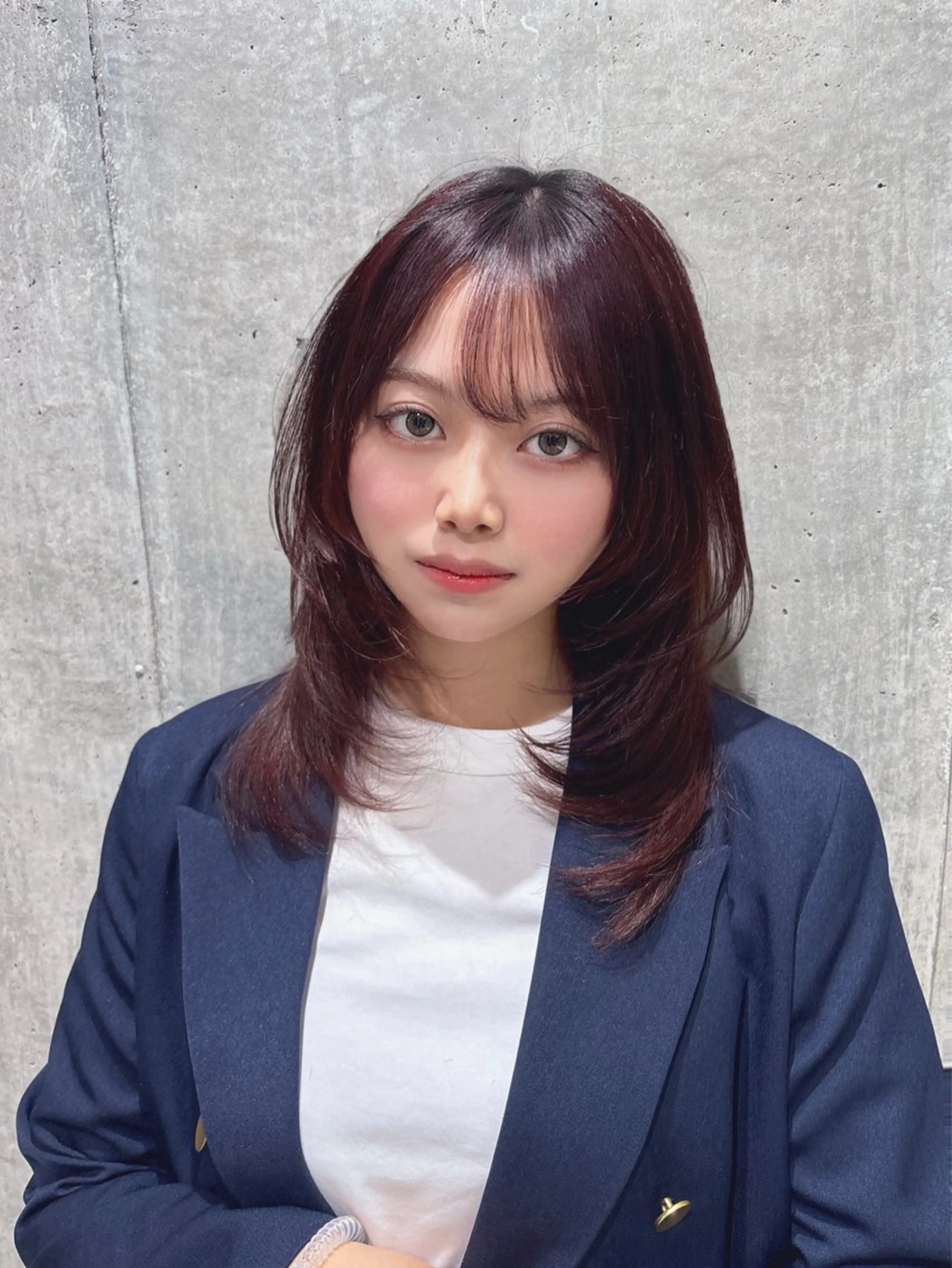 ミディアム カラー 韓国レイヤー透明感 カラーヨウスケのヘアスタイル