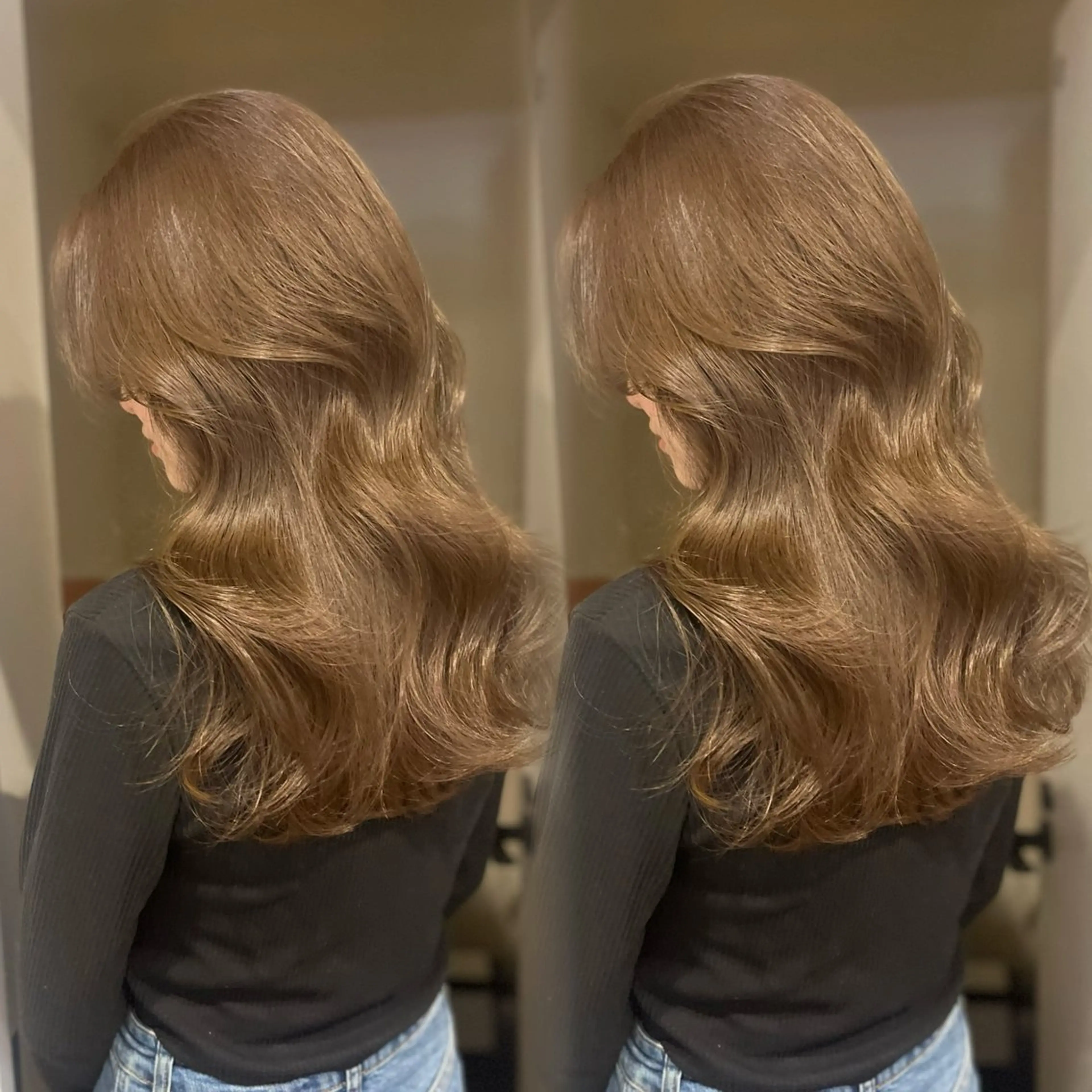 ロング カラー ブリーチなしWカラー /レイヤーカット大阪のヘアスタイル