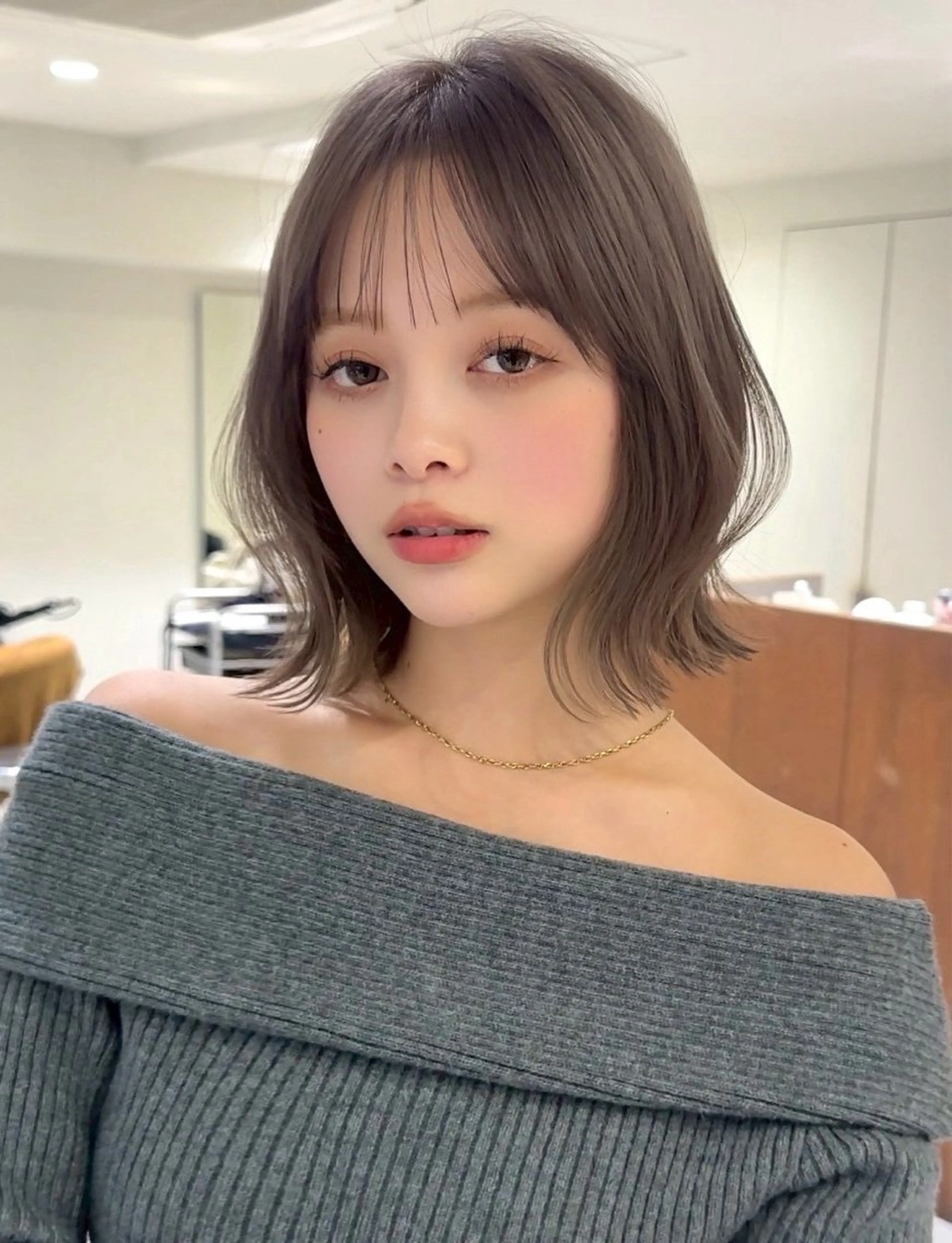 ミディアム ボブ カット ヘアカラー TOA／ 福岡JIL BLANのヘアスタイル