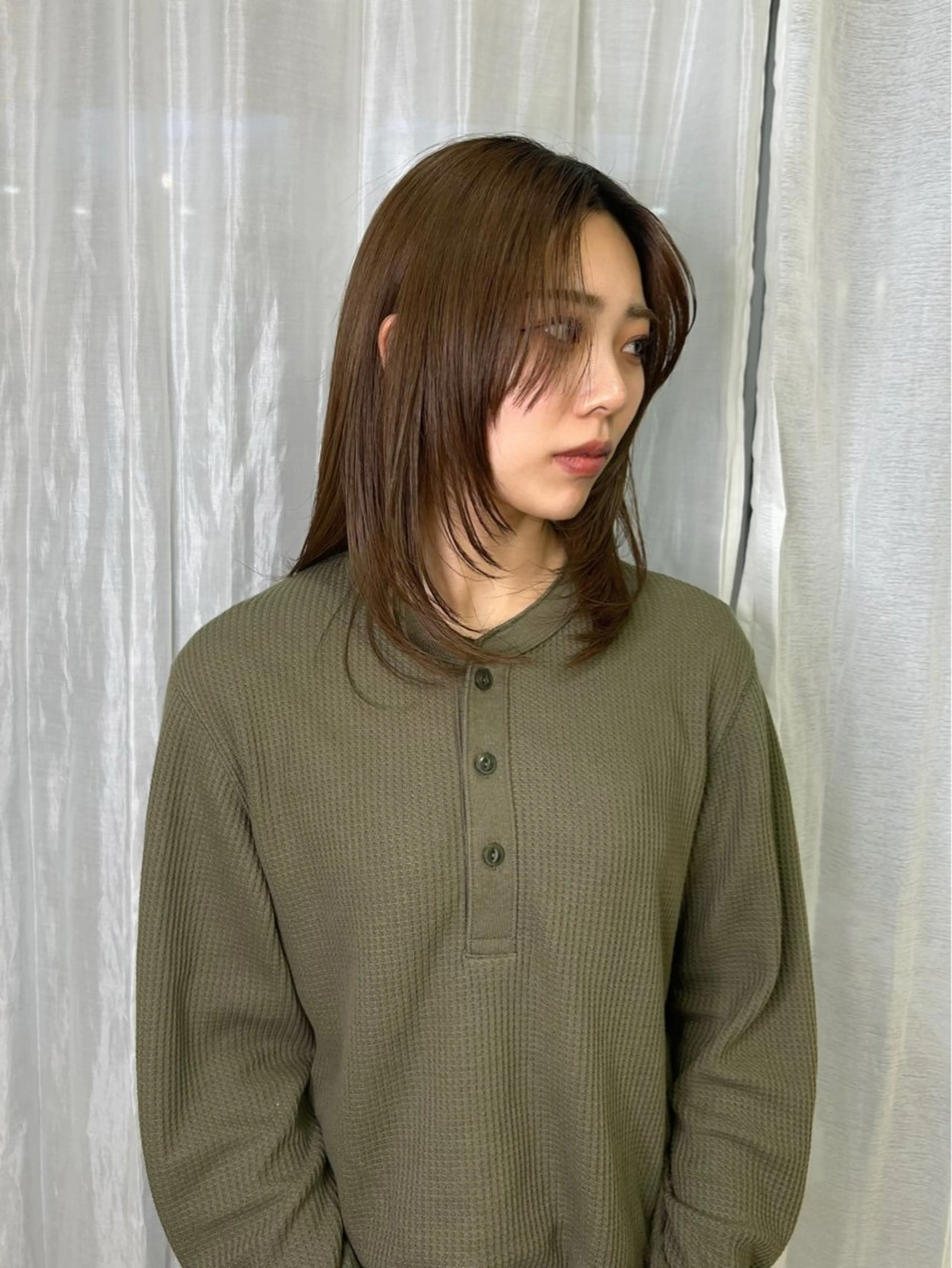 ロング 顔まわりレイヤー 顔周りカット レイヤーカット 千葉パーマ/レイヤー kusa‪🌱‬のヘアスタイル