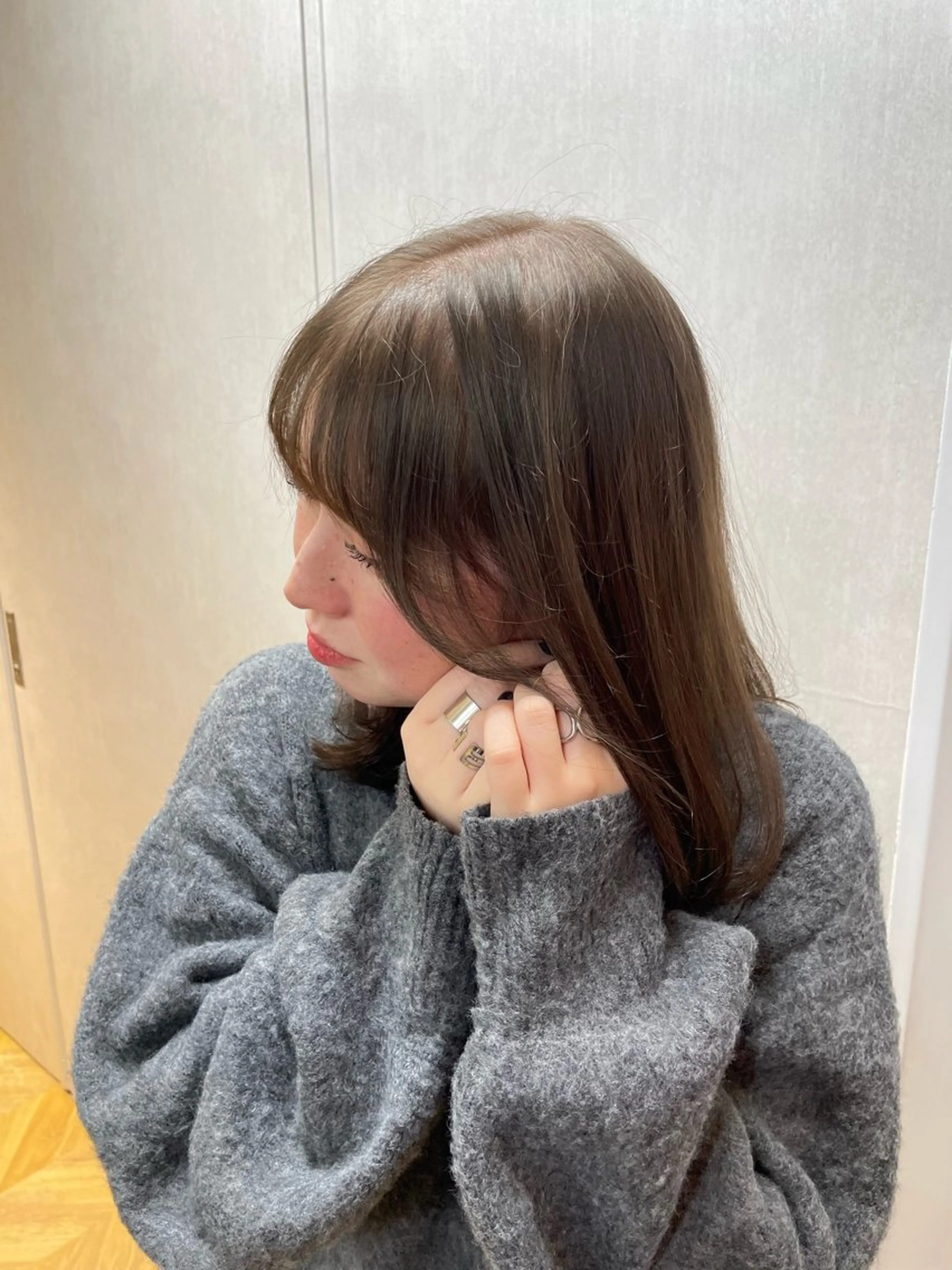 セミロング カラー パーマ カット ヘアカラー トリートメント 髪質改善/縮毛矯正/ 透明感🩵NANAのヘアスタイル