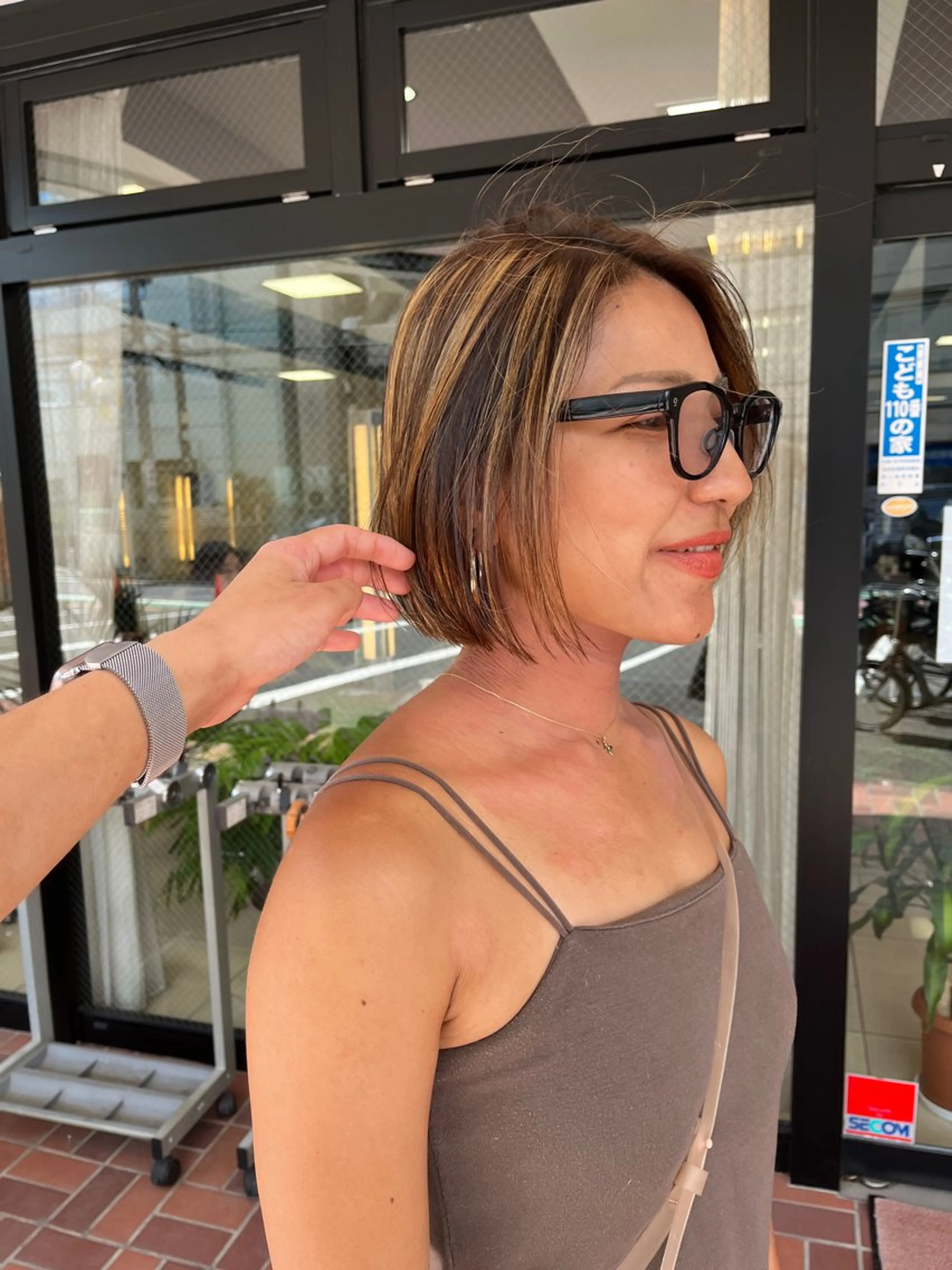 ミディアム ショートボブ ボブ くびれヘア ハイライト 髪質改善 髪質改善・縮毛・ 艶髪カラー　Maruのヘアスタイル