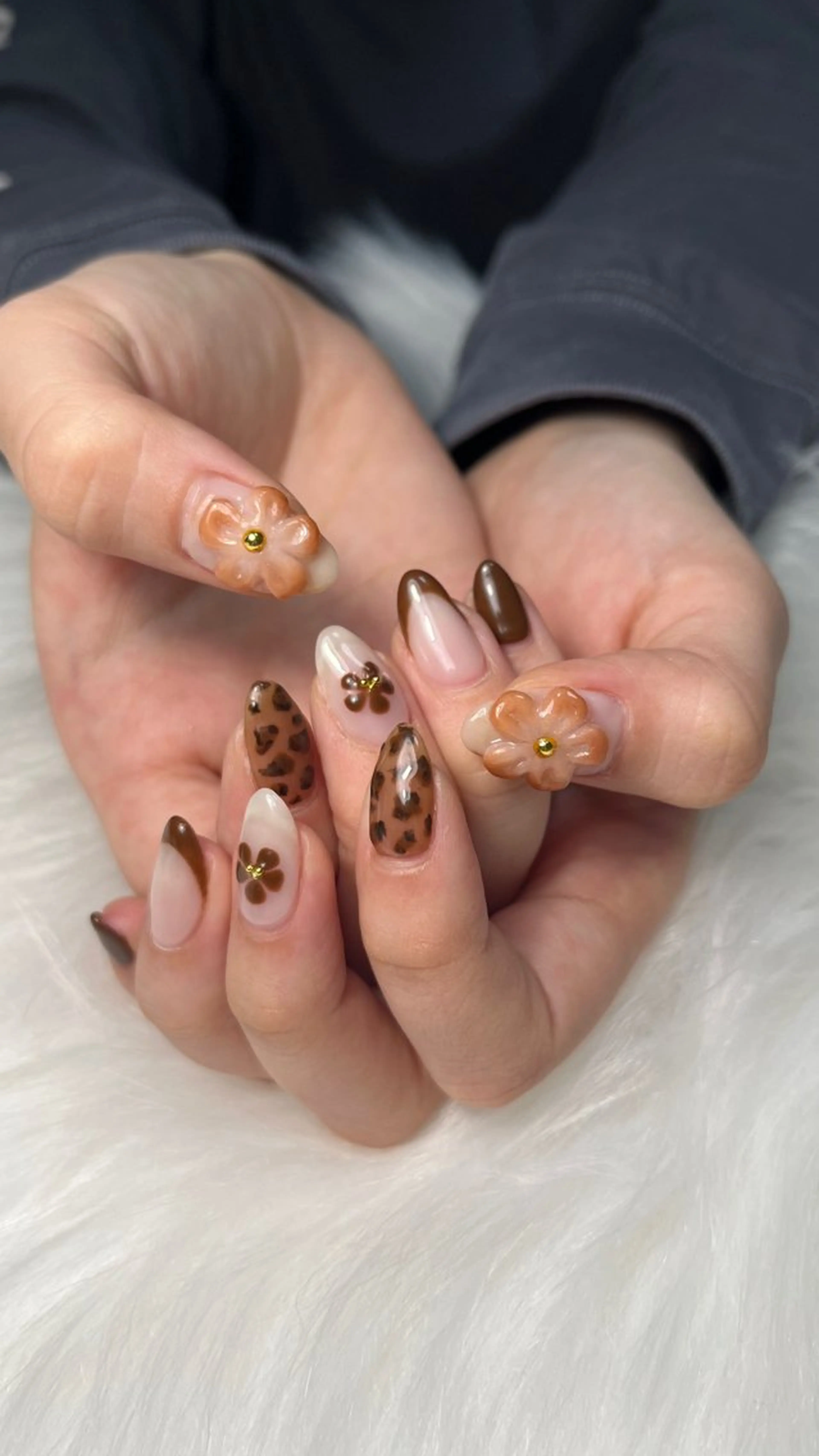 ネイル アニマル柄 ブラウン ハンドネイル Nail salon Hanakoのネイルデザイン