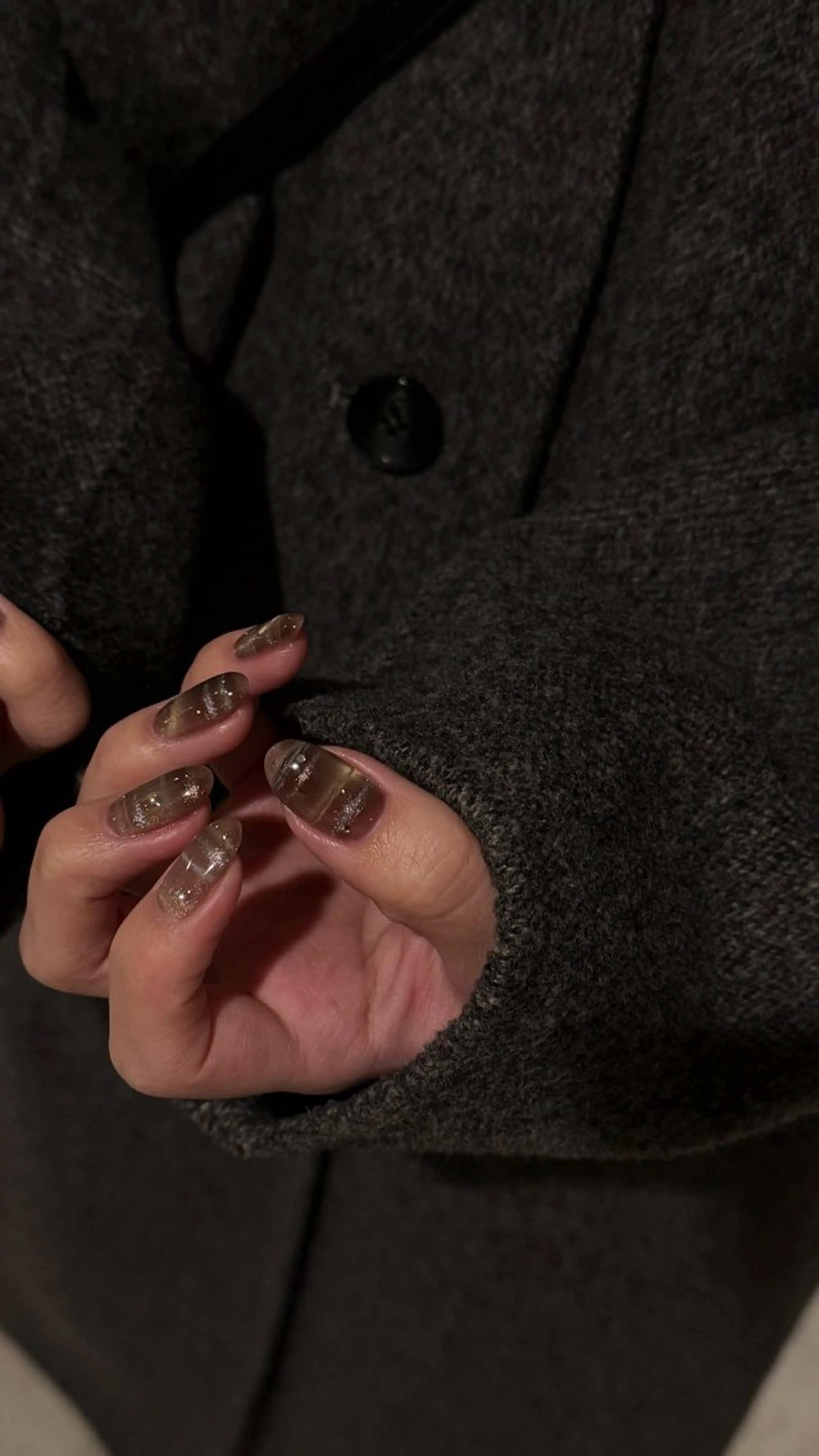 ネイル ブラウン キラキラネイル マグネットネイル new.ed/ staffのネイルデザイン