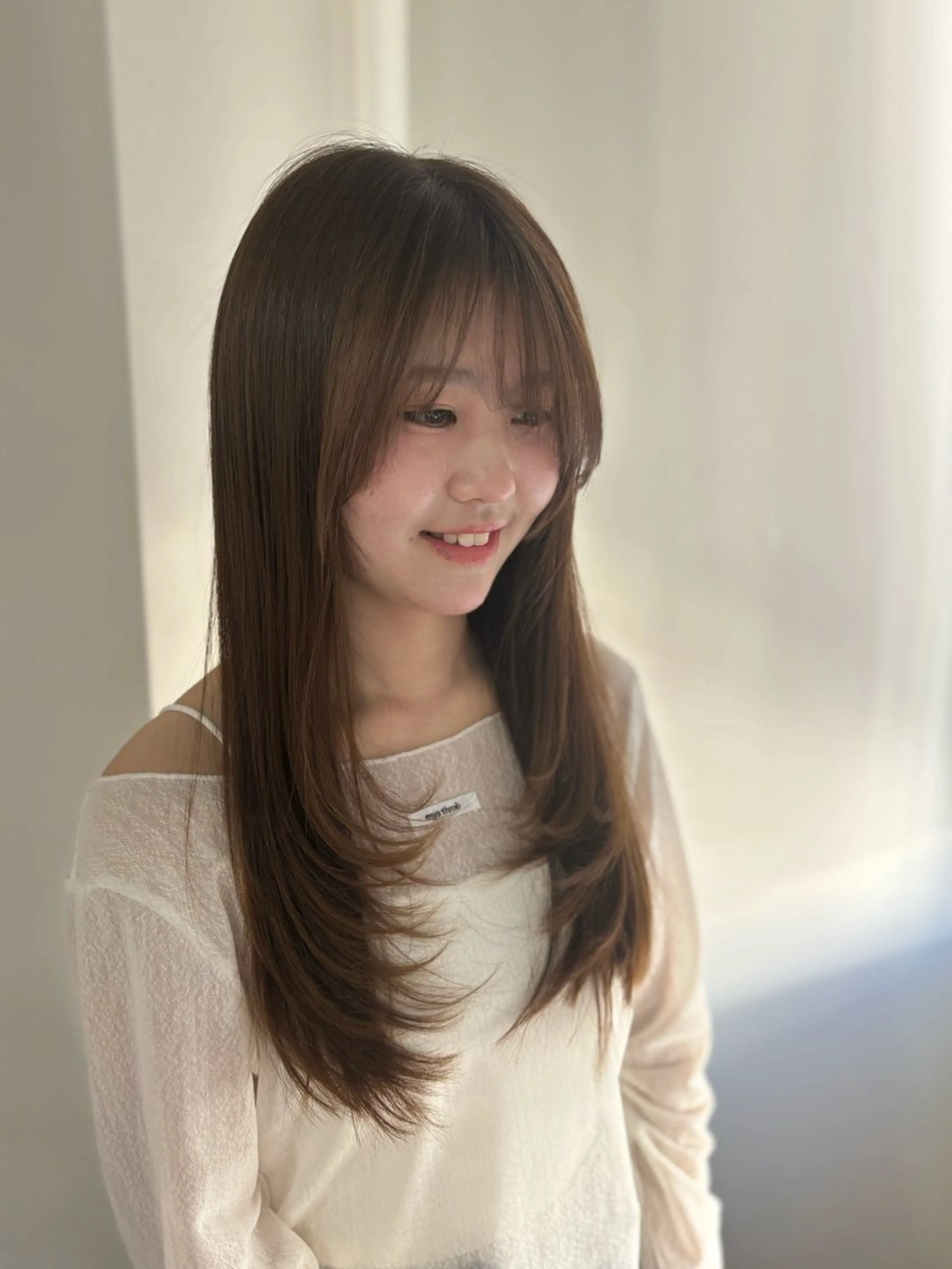 ロング カラー ベージュカラー レイヤーカット カット ヘアカラー トリートメント Sherry/R 三川町　山本なつみのヘアスタイル