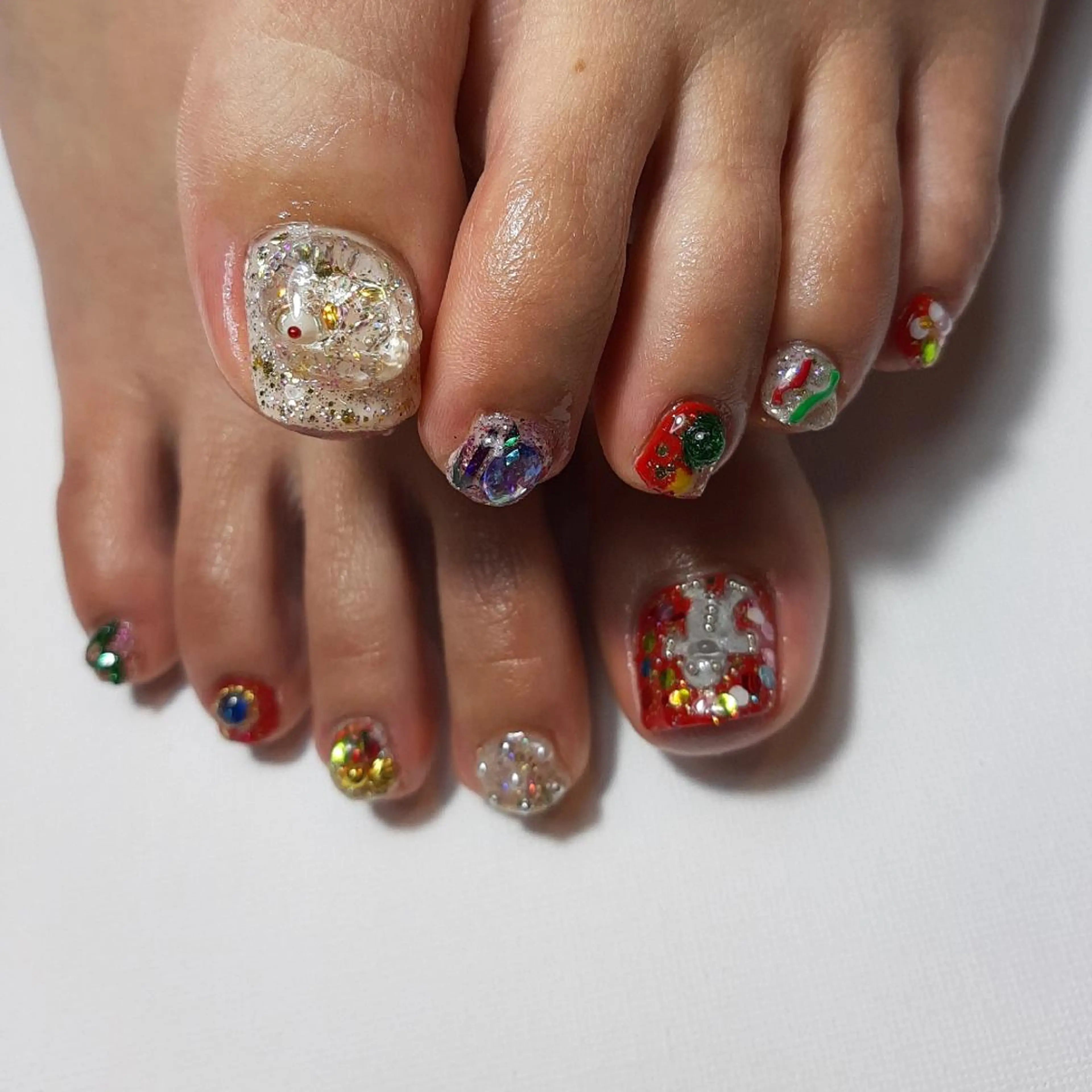 ネイル フットネイル 冬ネイル クリスマス owlnail /持込みデザイン専門のネイルデザイン