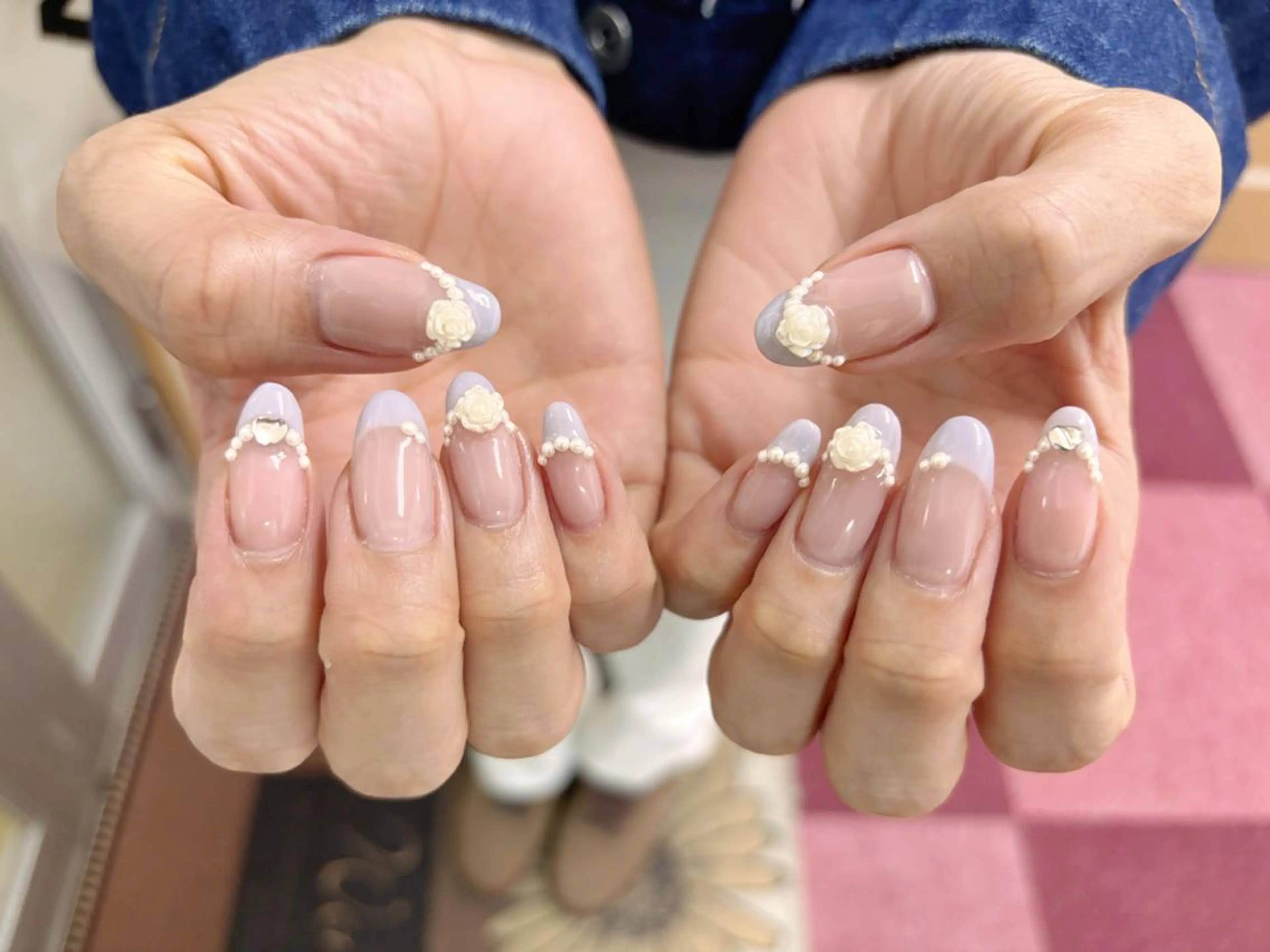 ネイル オーロラネイル チークネイル 長さ出し フットネイル フレンチネイル ハンドネイル リラネイル Aikenのネイルデザイン