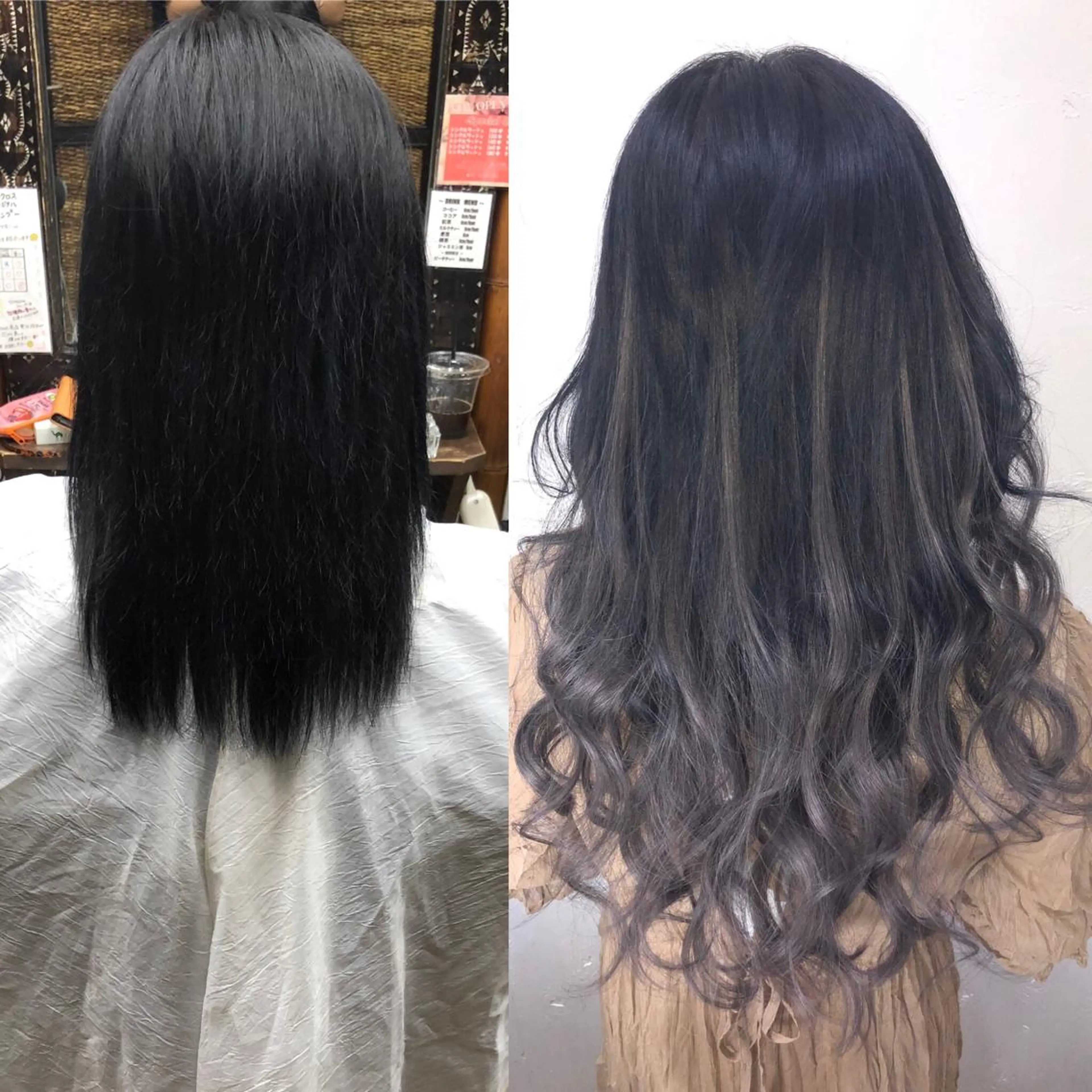 ロング カラー ブリーチ ダークグレー グラデーションカラー ブリーチなしカラー エクステ PSY(サイ)池袋 金田尚久🎨のヘアスタイル