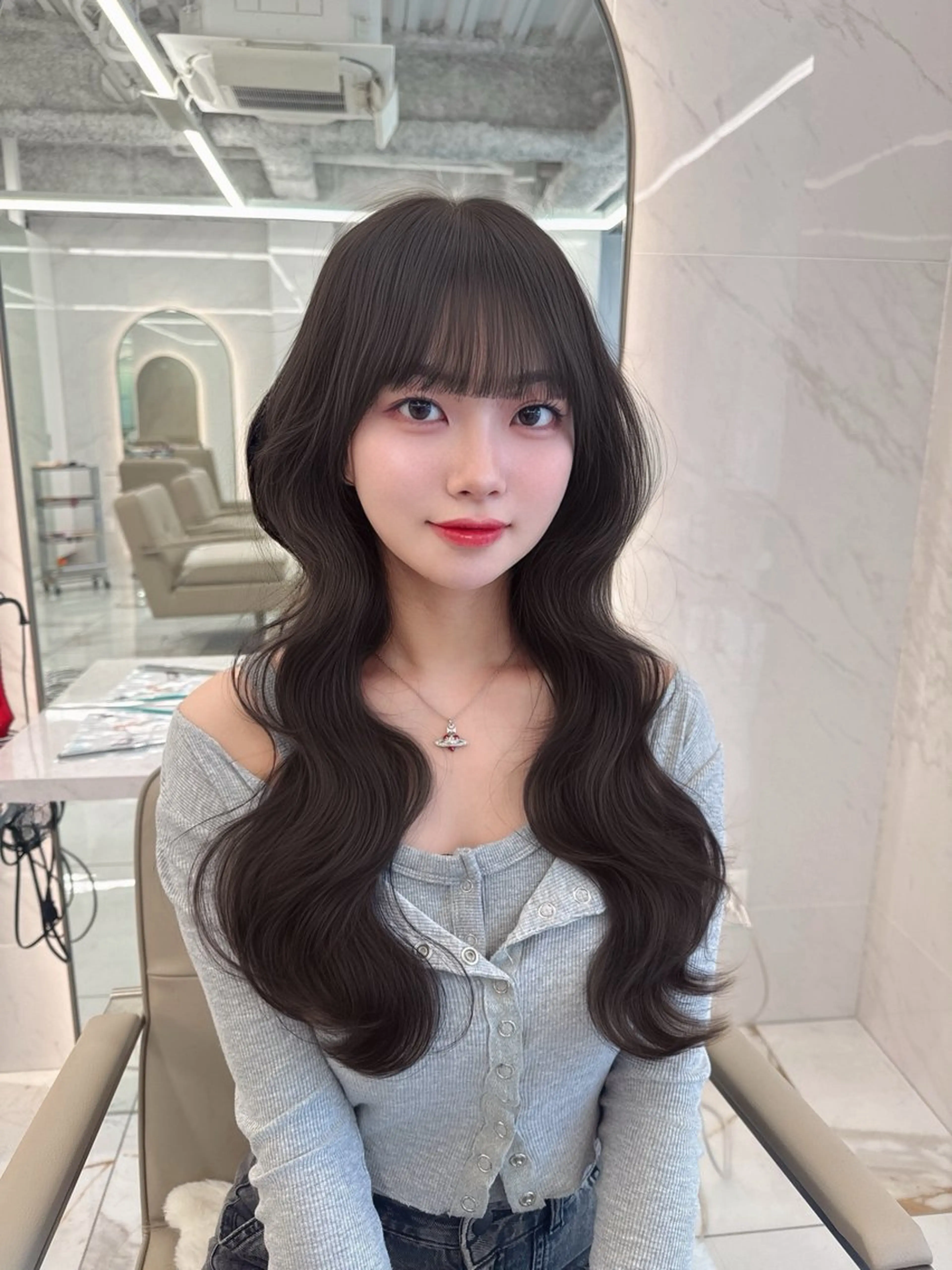 ロング のり🐼顔まわり/ 韓国/レイヤーカットのヘアスタイル