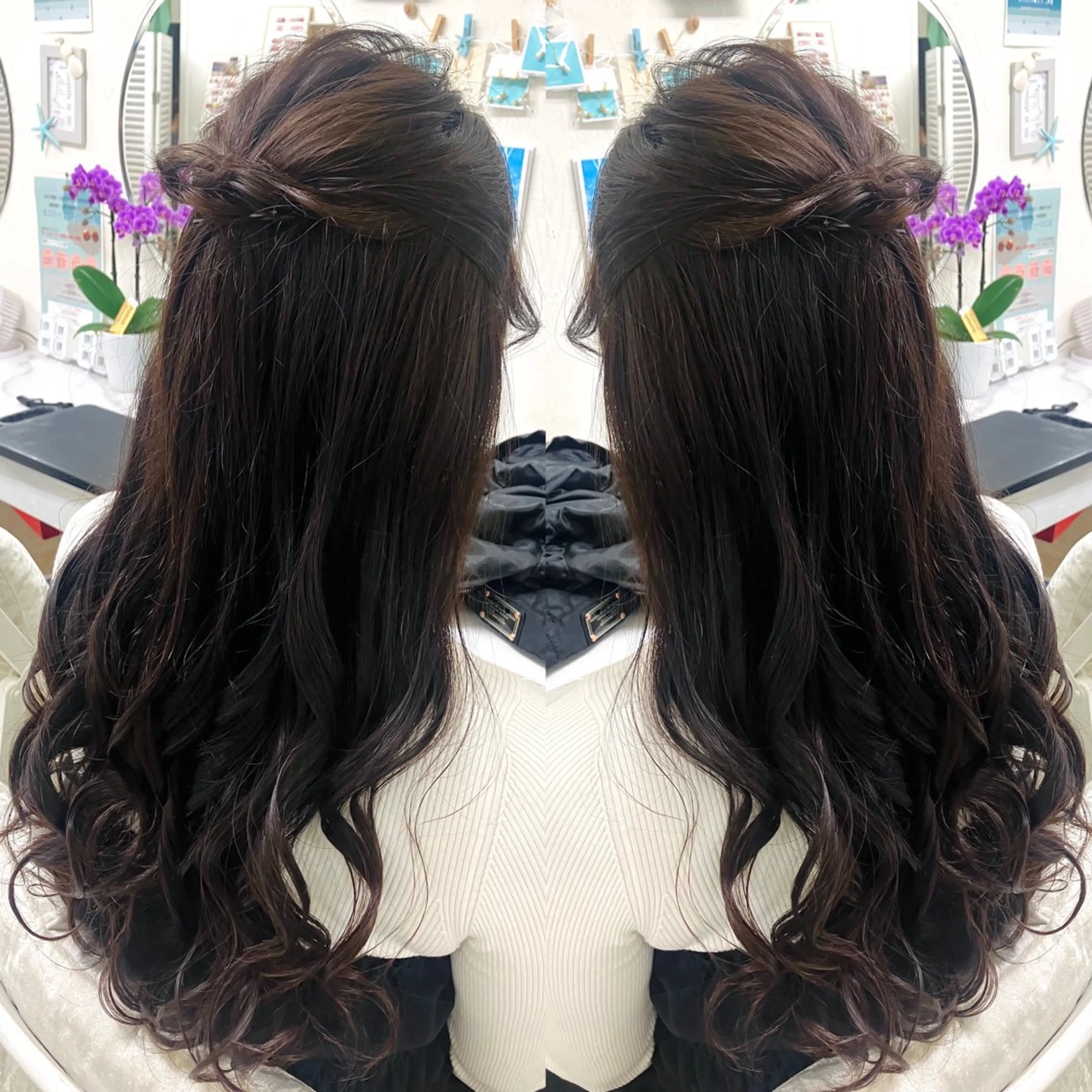 ロング ヘアアレンジ ハーフアップ 似合わせヘア🪄 可愛くて安い♡ここあのヘアスタイル