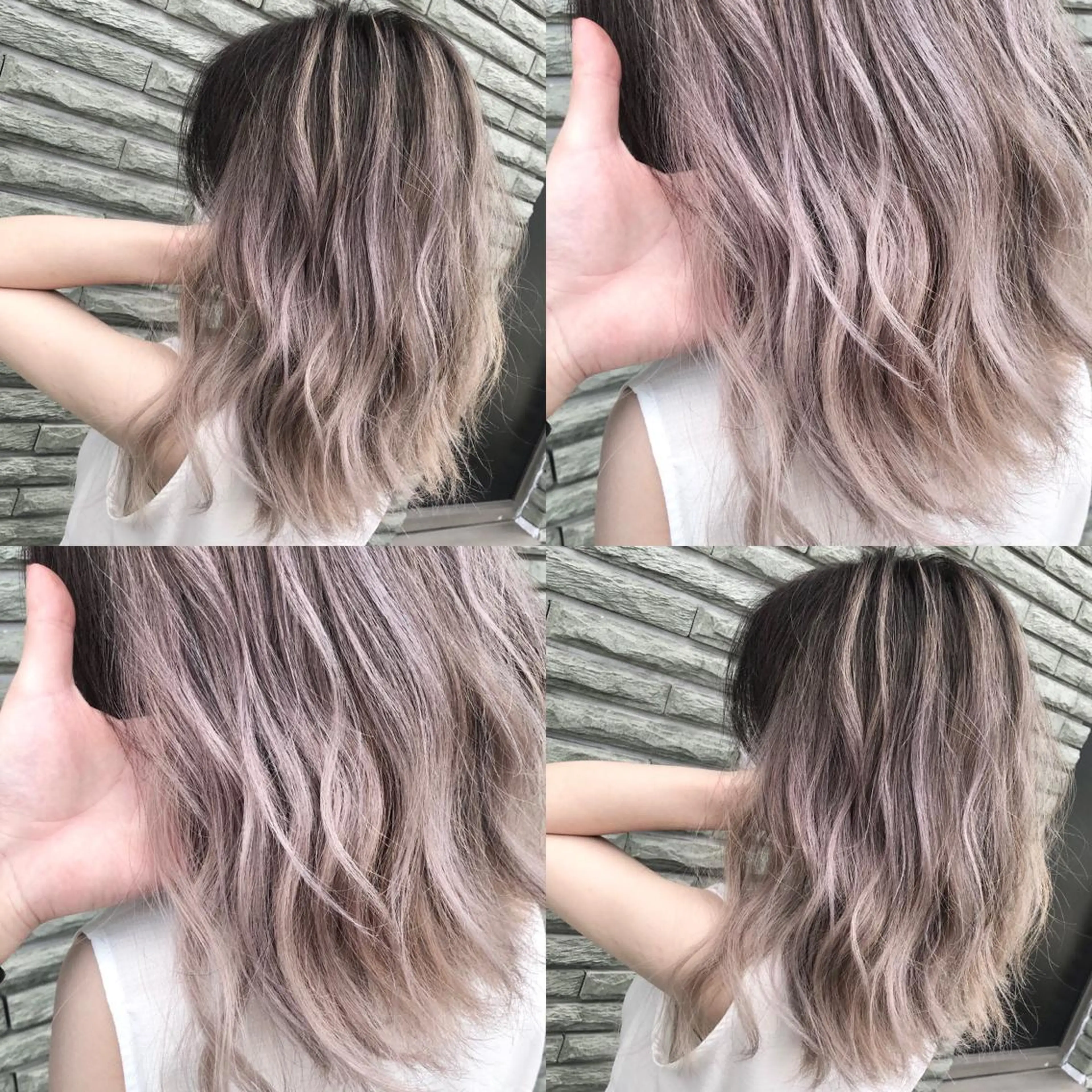 ミディアム カラー ヘアアレンジ ショートボブ シールエクステ バレイヤージュ デザインカラー ハイライトカラー アンドウ ユウ/ レイヤーカット/韓国のヘアスタイル