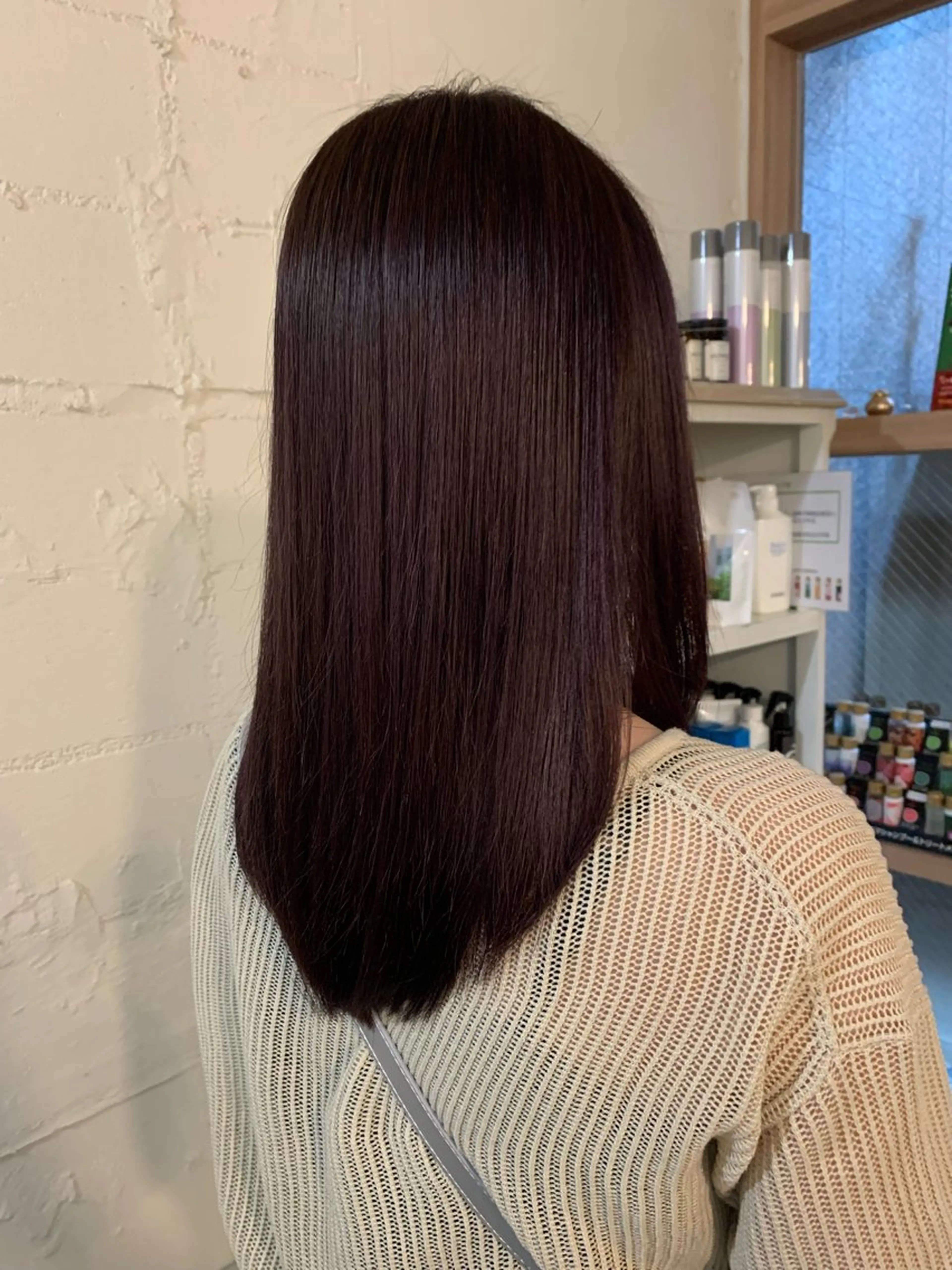 ロング カラー レッドカラー 福永 ちひろのヘアスタイル