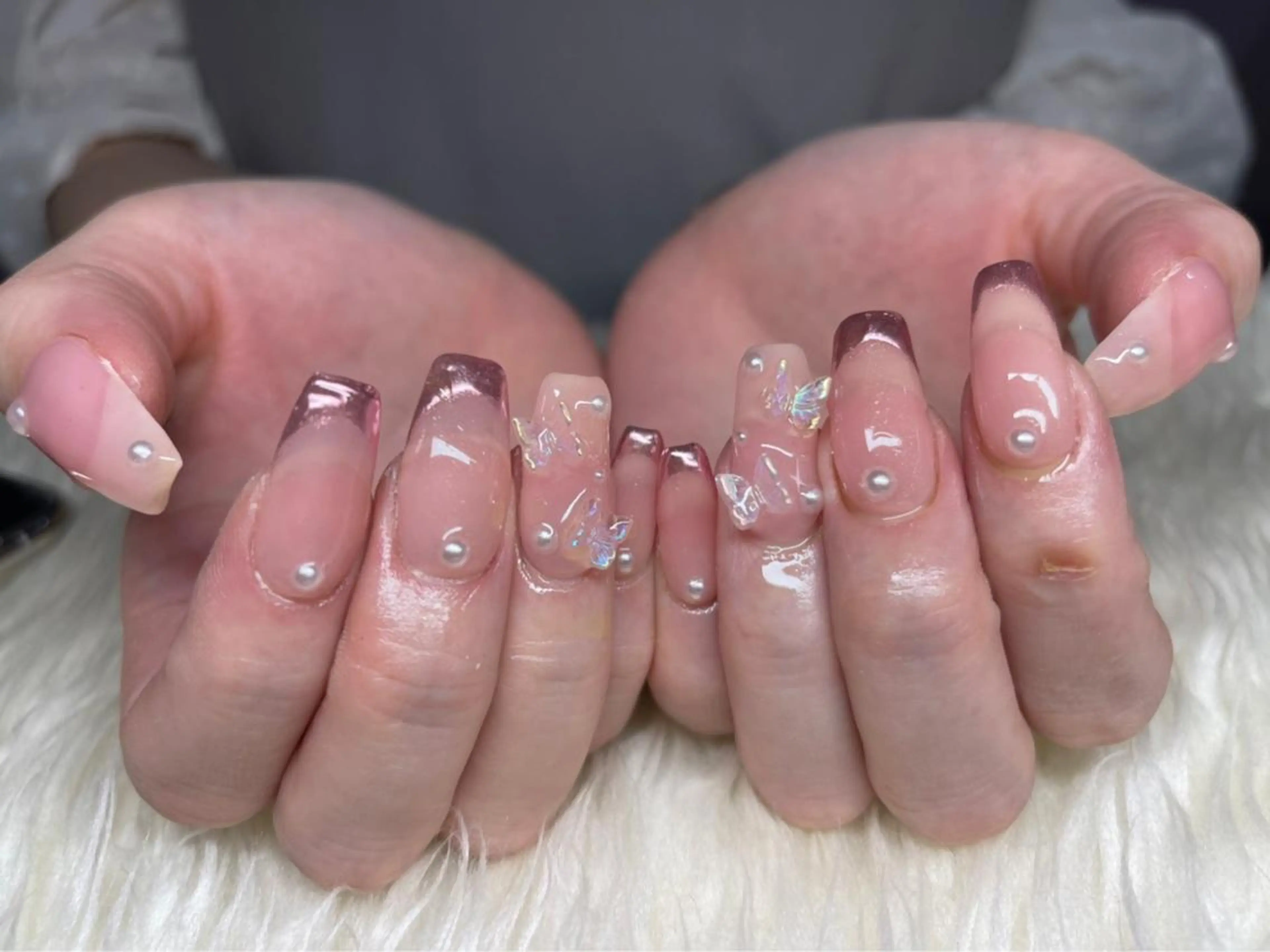 ネイル 長さ出し フレンチネイル ジェルネイル 韓国ネイル マグネットネイル ハンドネイル Nail&eye Belire 新宿のネイルデザイン