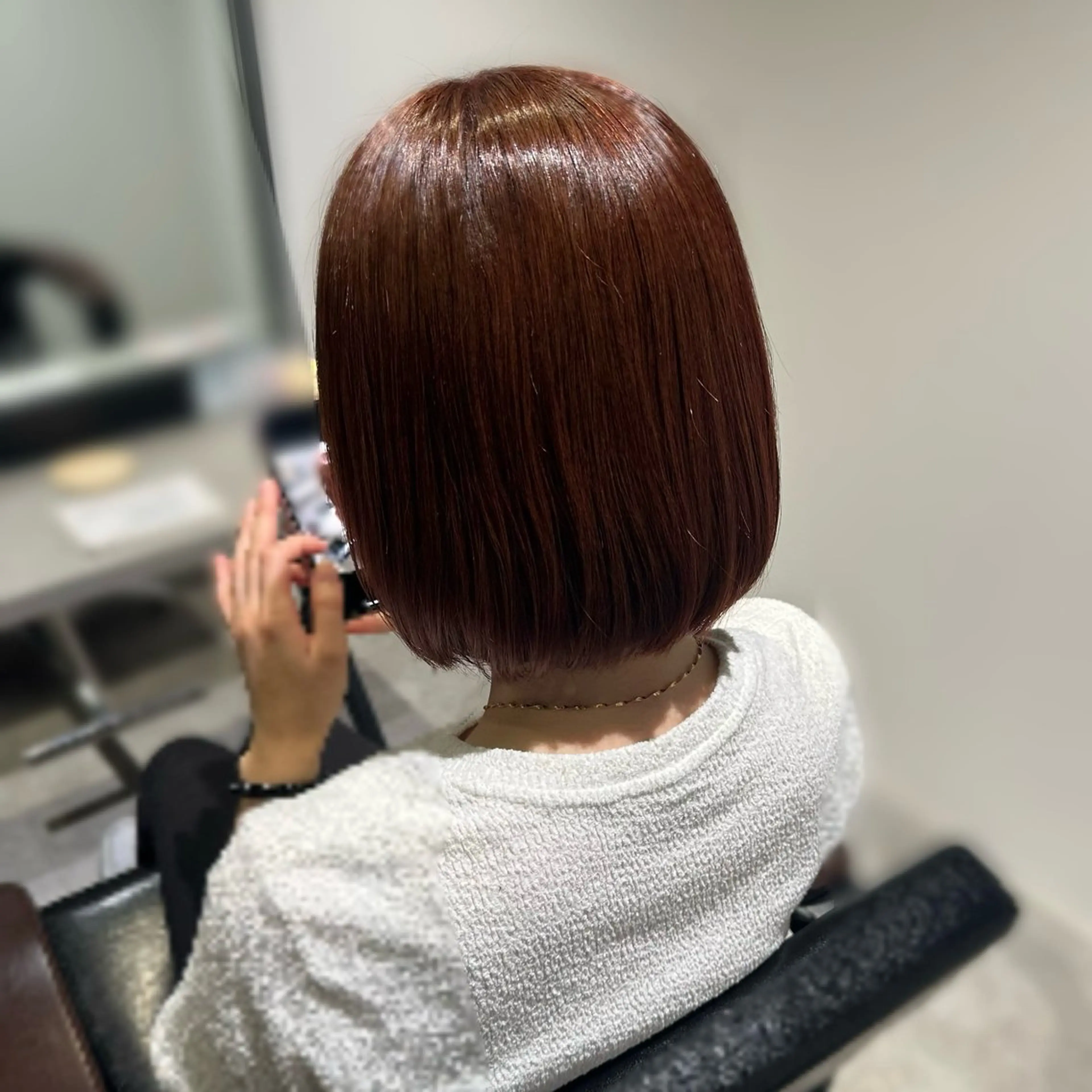 ミディアム 切りっぱなしボブ ボブ カット MIRUKA/ 暖色カラー/ベージュのヘアスタイル