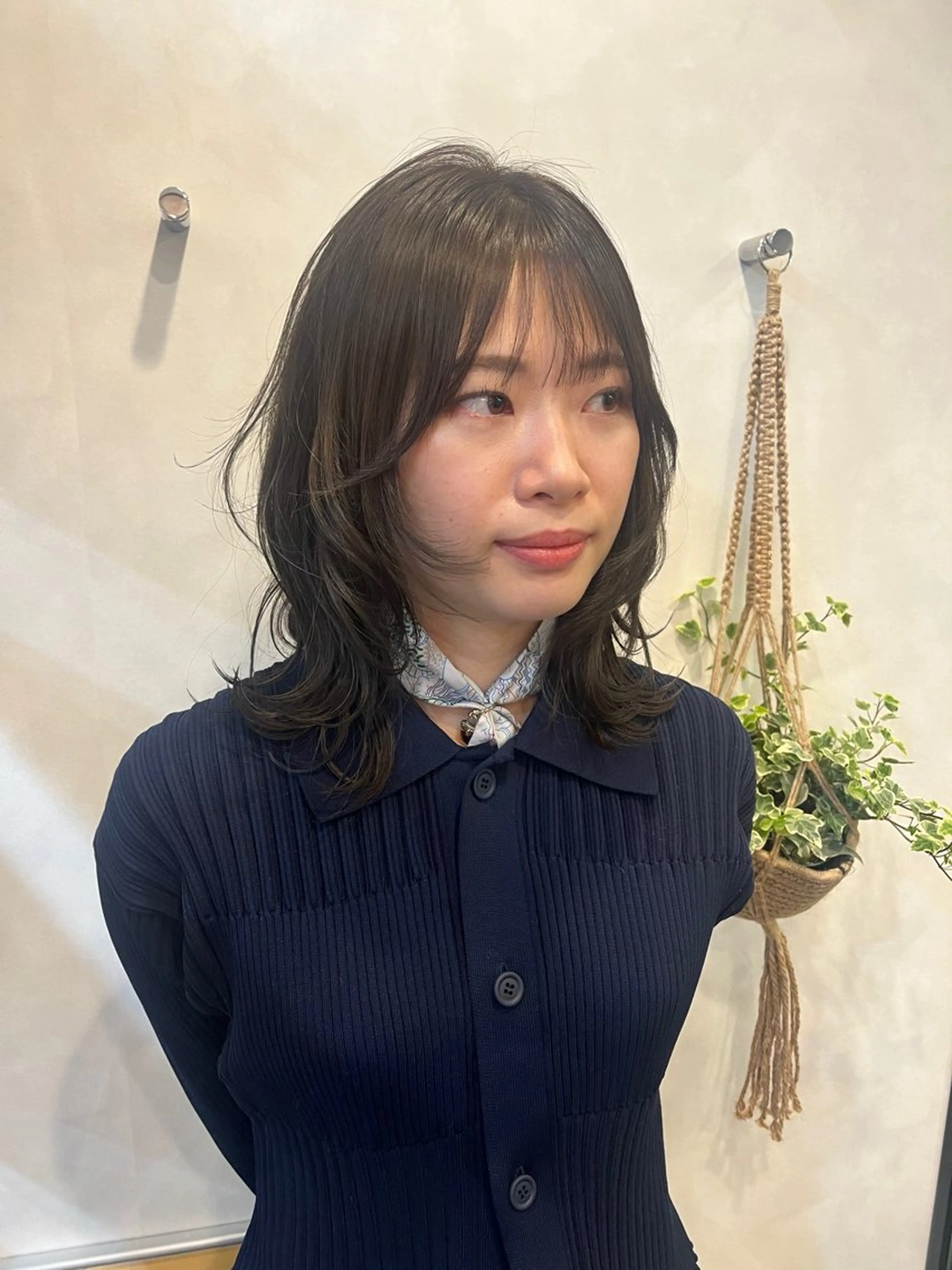 ミディアム カット ヘアカラー トリートメント レイヤー/暖色/ 髪質改善/永礼芳果のヘアスタイル