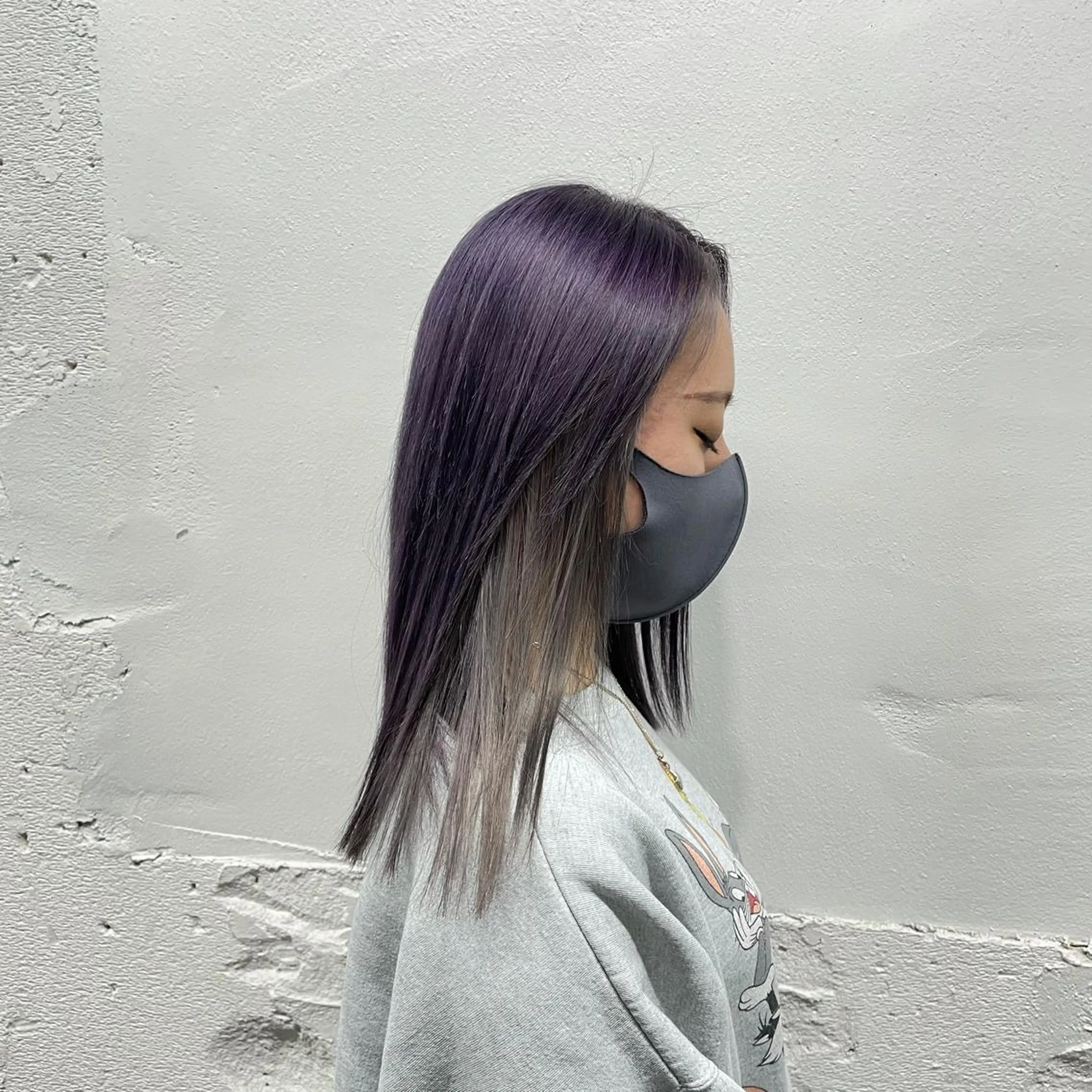 セミロング カラー シールエクステ バレイヤージュ ミストバング ブルーカラー ブルーラベンダー 🧡艶髪ちゅるん髪 🫧🧡YUKI❄️のヘアスタイル