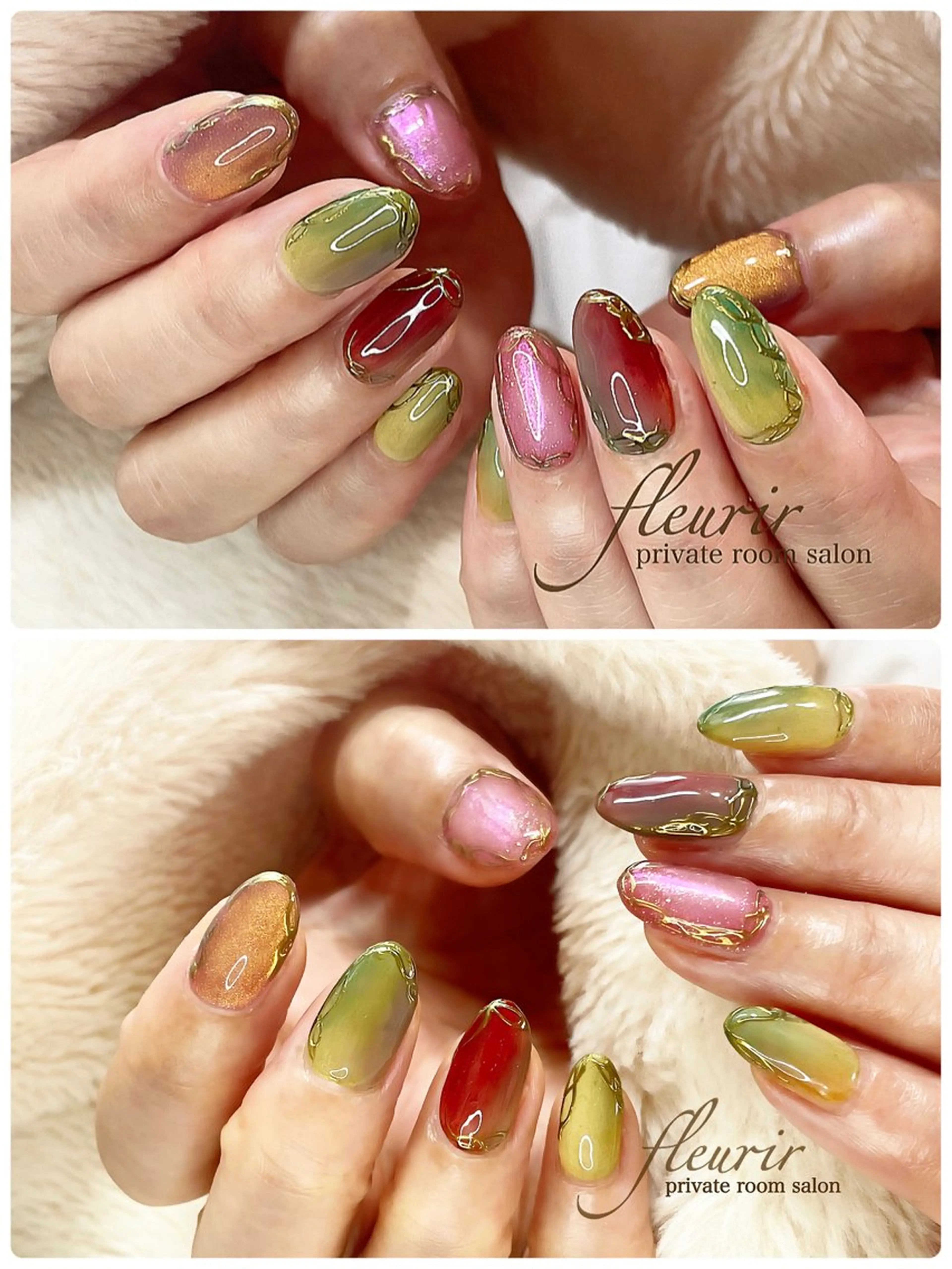 ネイル アートネイル ミラーネイル フルリール 【プライベートサロンのネイルデザイン