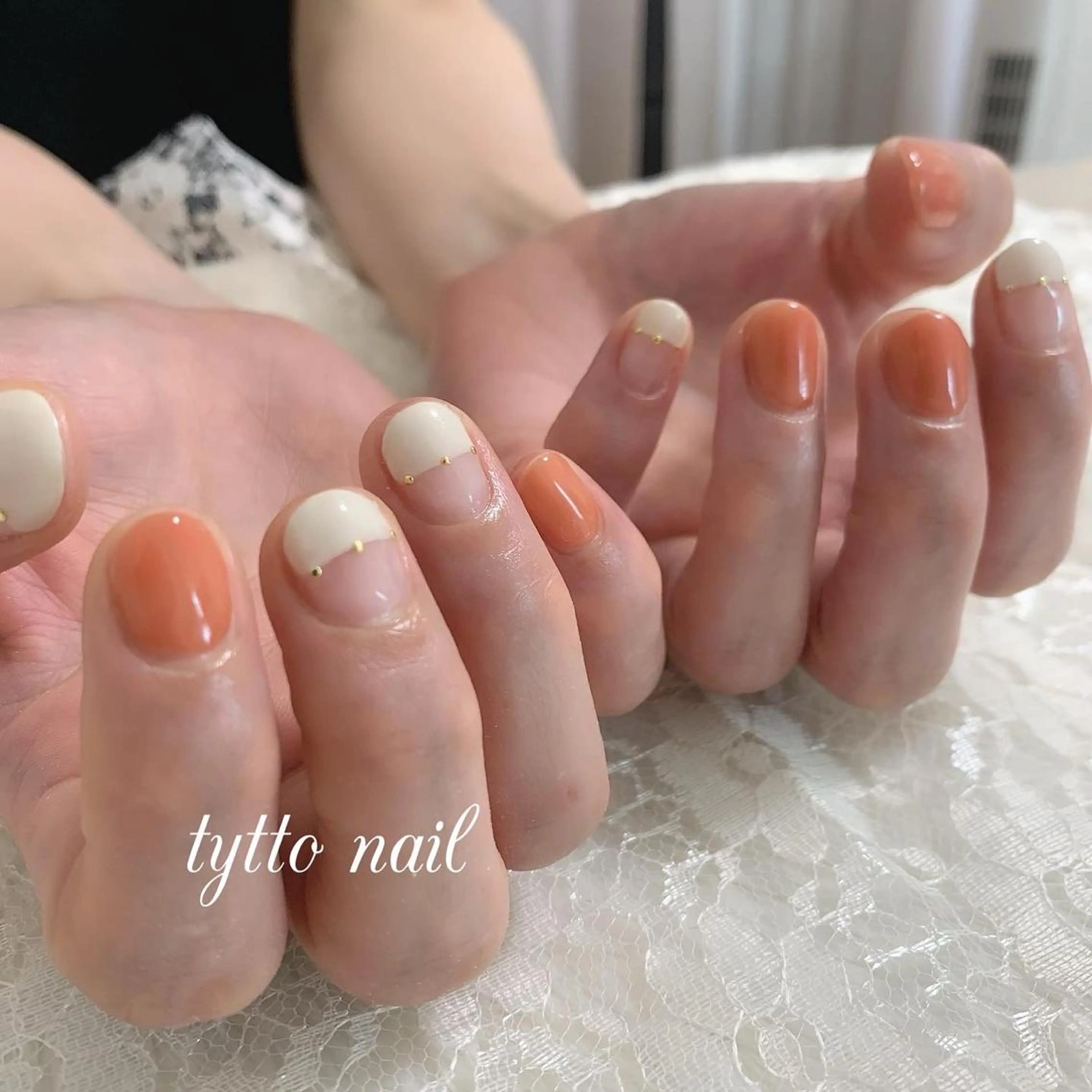 ネイル フレンチネイル オフィスネイル ワンカラーネイル オレンジ シンプルネイル ハンドネイル tytto nail ❤︎‪‪eri‪‪のネイルデザイン