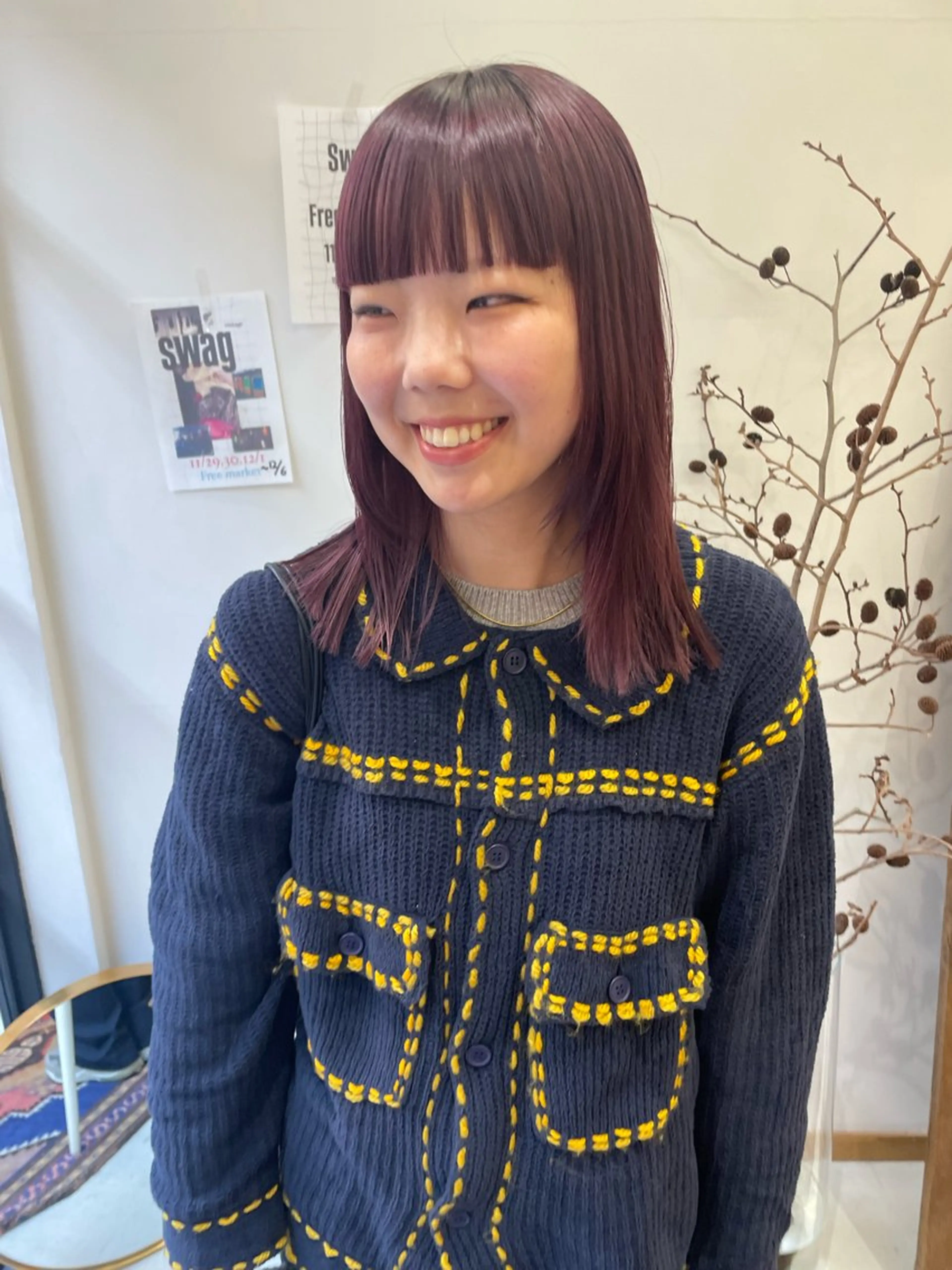 ミディアム カラー パーマ ヘアアレンジ メンズ ラベンダーカラー ピンクカラー ピンクラベンダー カット ヘアカラー トリートメント tatsumi/ボブ ウルフ/レイヤーのヘアスタイル