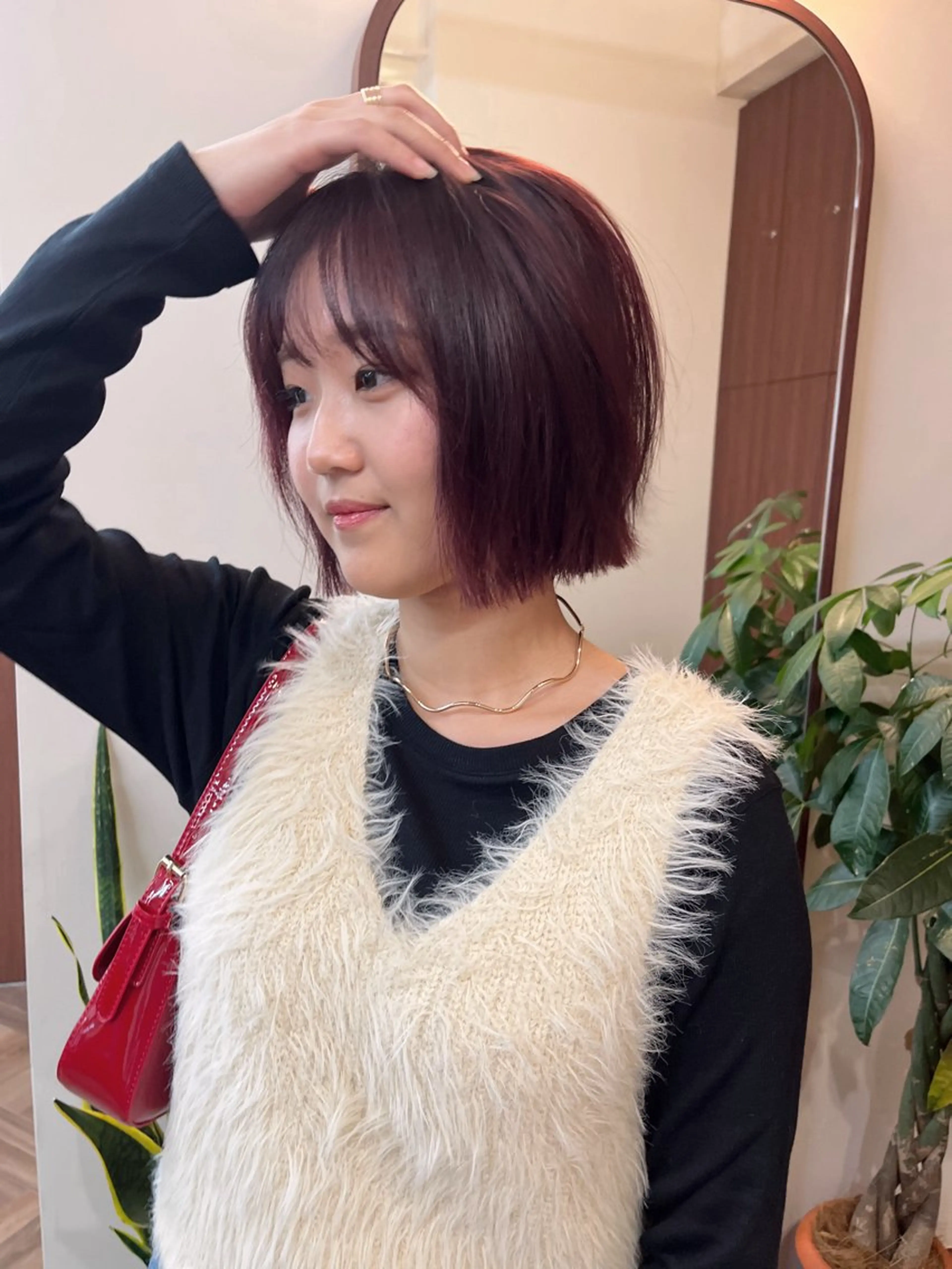 ショート カラー ブラウンカラー レッドカラー レッドブラウン ボブ ボブパーマ/パーマ ウルフパーマのヘアスタイル