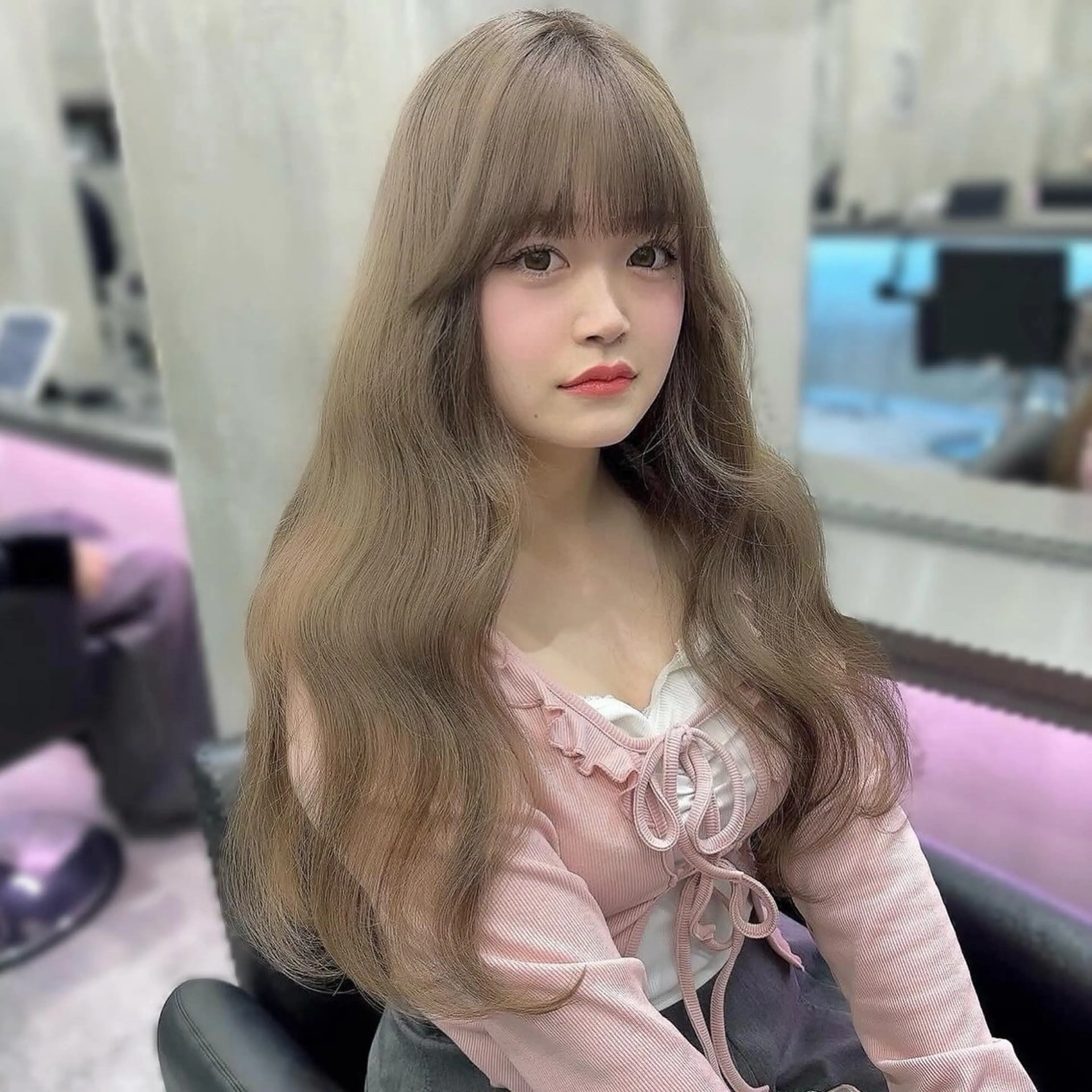 ロング カラー ヘアアレンジ ベージュカラー ブリーチ 透明感カラー ブリーチなしカラー the path sora♡のヘアスタイル