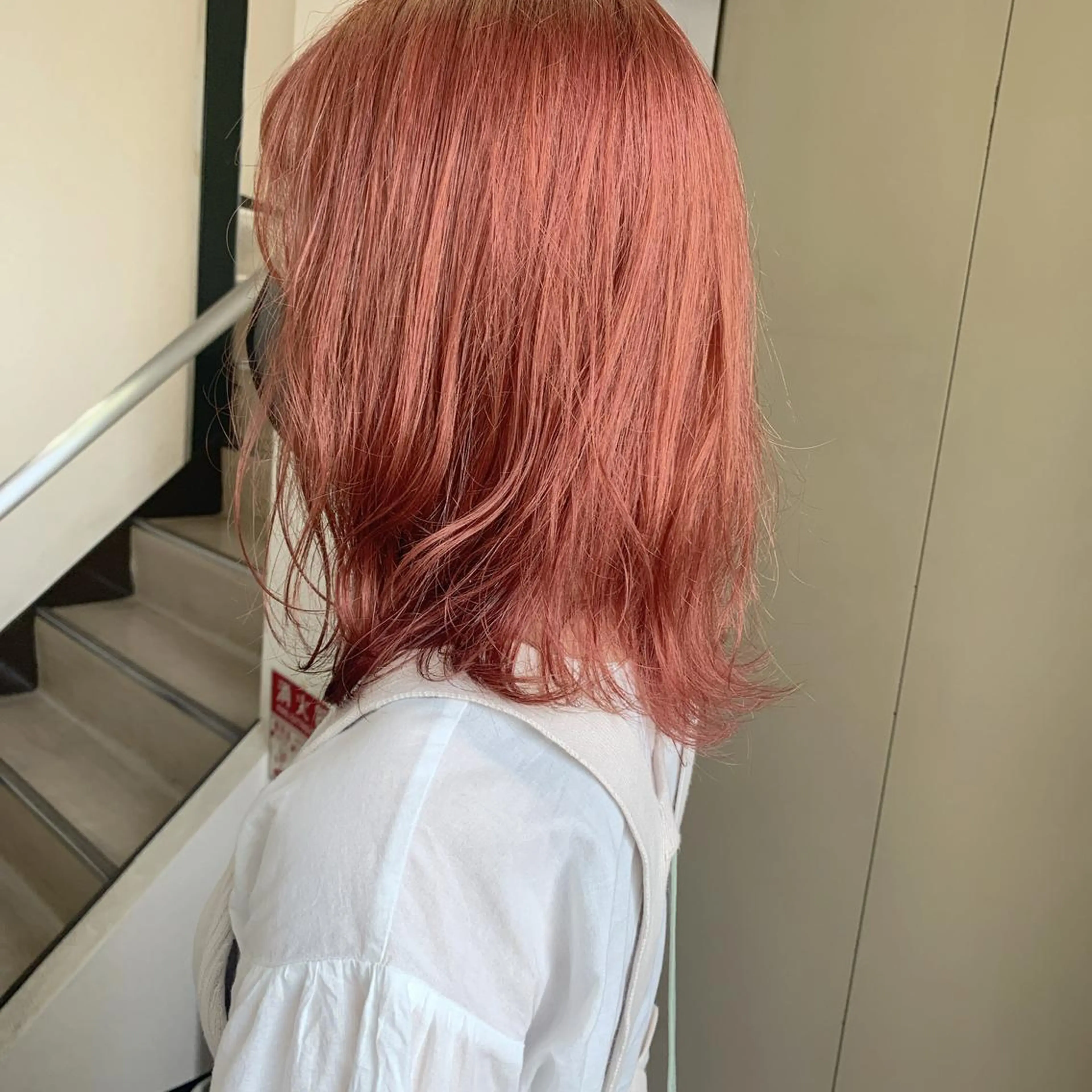 ミディアム カラー ブリーチ ピンクカラー 水野 雪 /パーマ/暖色カラーのヘアスタイル