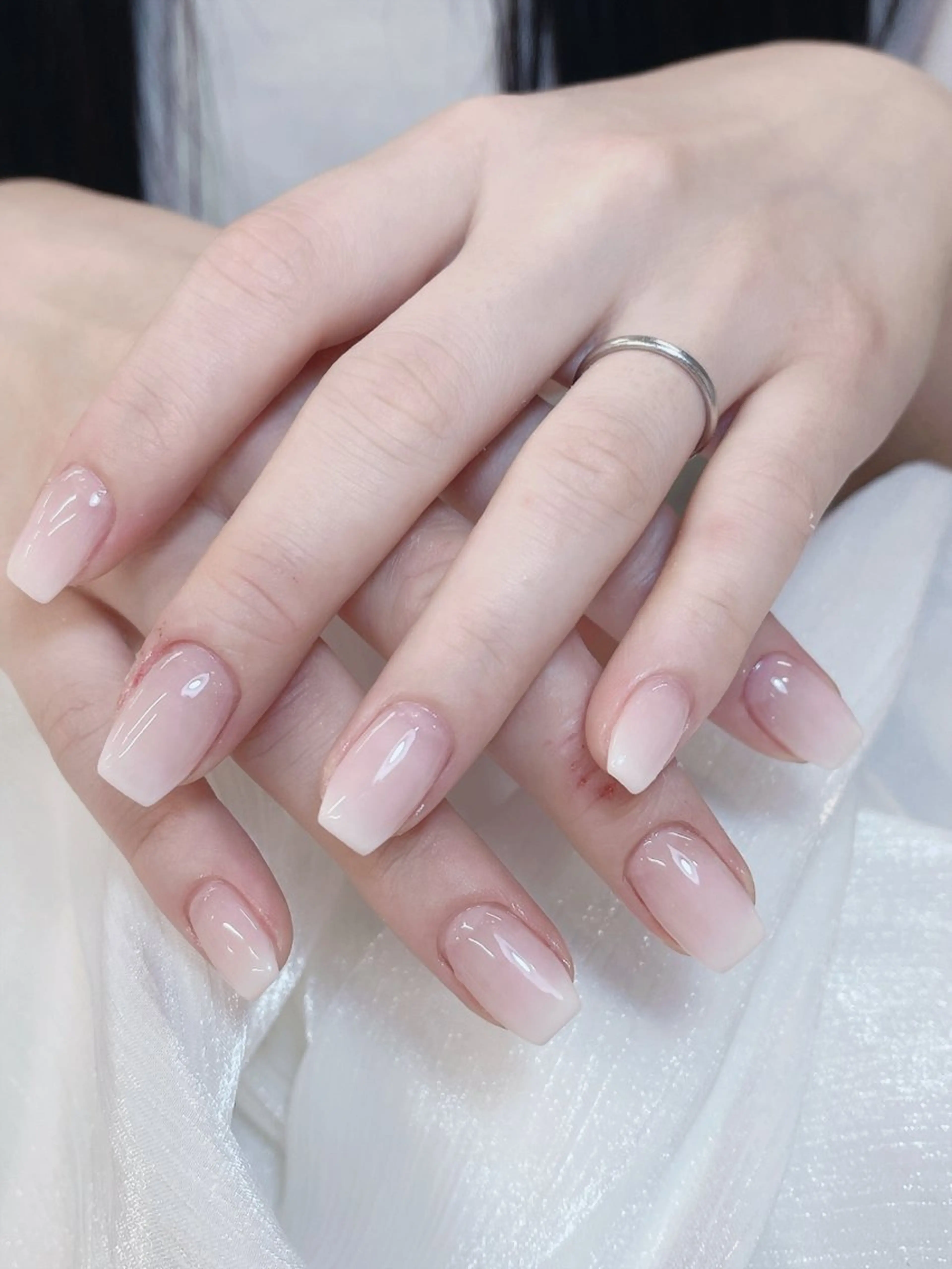 ネイル チークネイル 成人式 フレンチネイル グラデーション 氷ネイル・うるうるネイル ハンドネイル DUO   MI nail salonのネイルデザイン