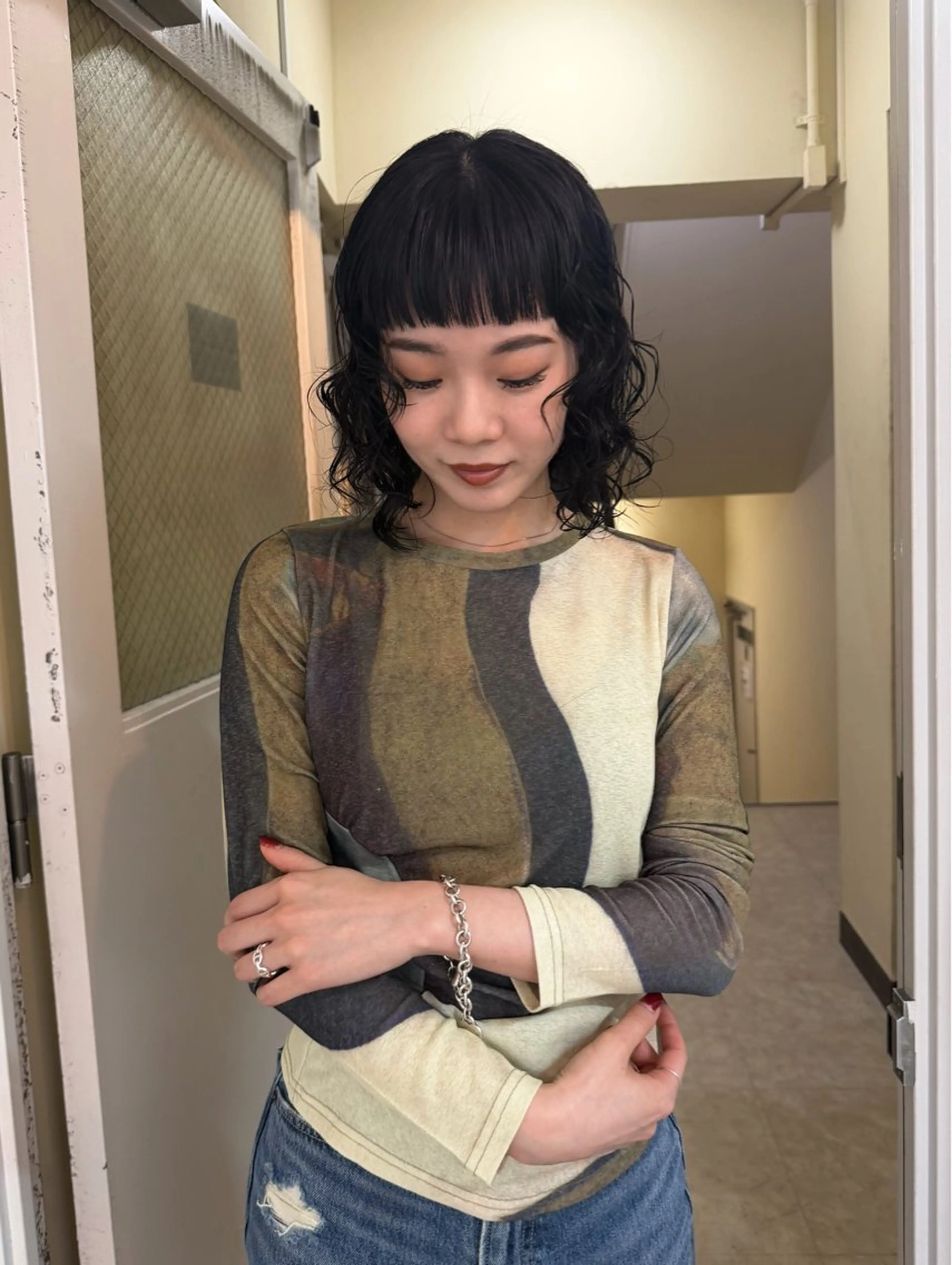 ミディアム ミディアムパーマ 竹中 彩音のヘアスタイル