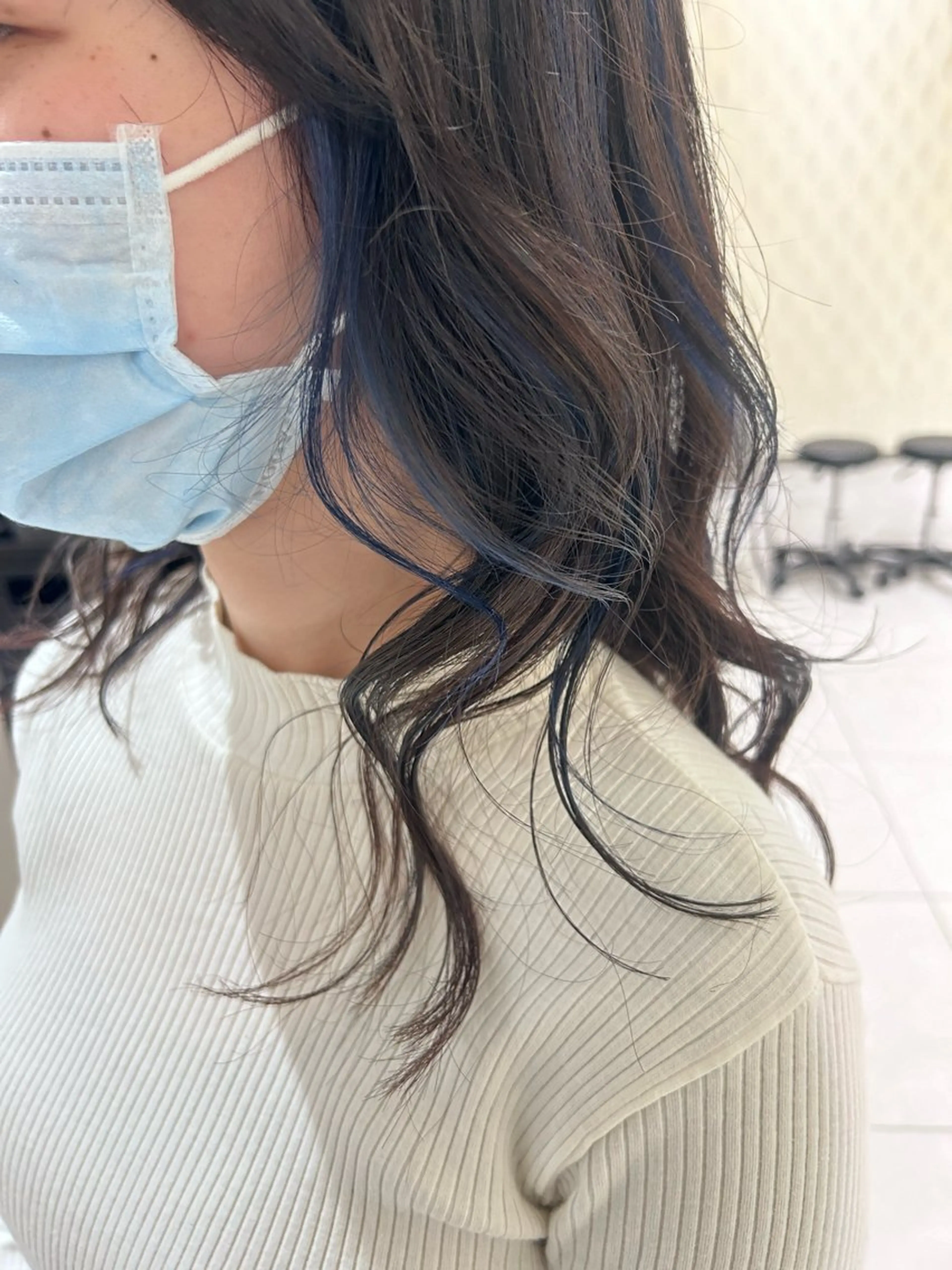 セミロング カラー ブリーチ ブルーカラー ヘアカラー 渡辺　亮/ 白髪ぼかし/髪質改善のヘアスタイル