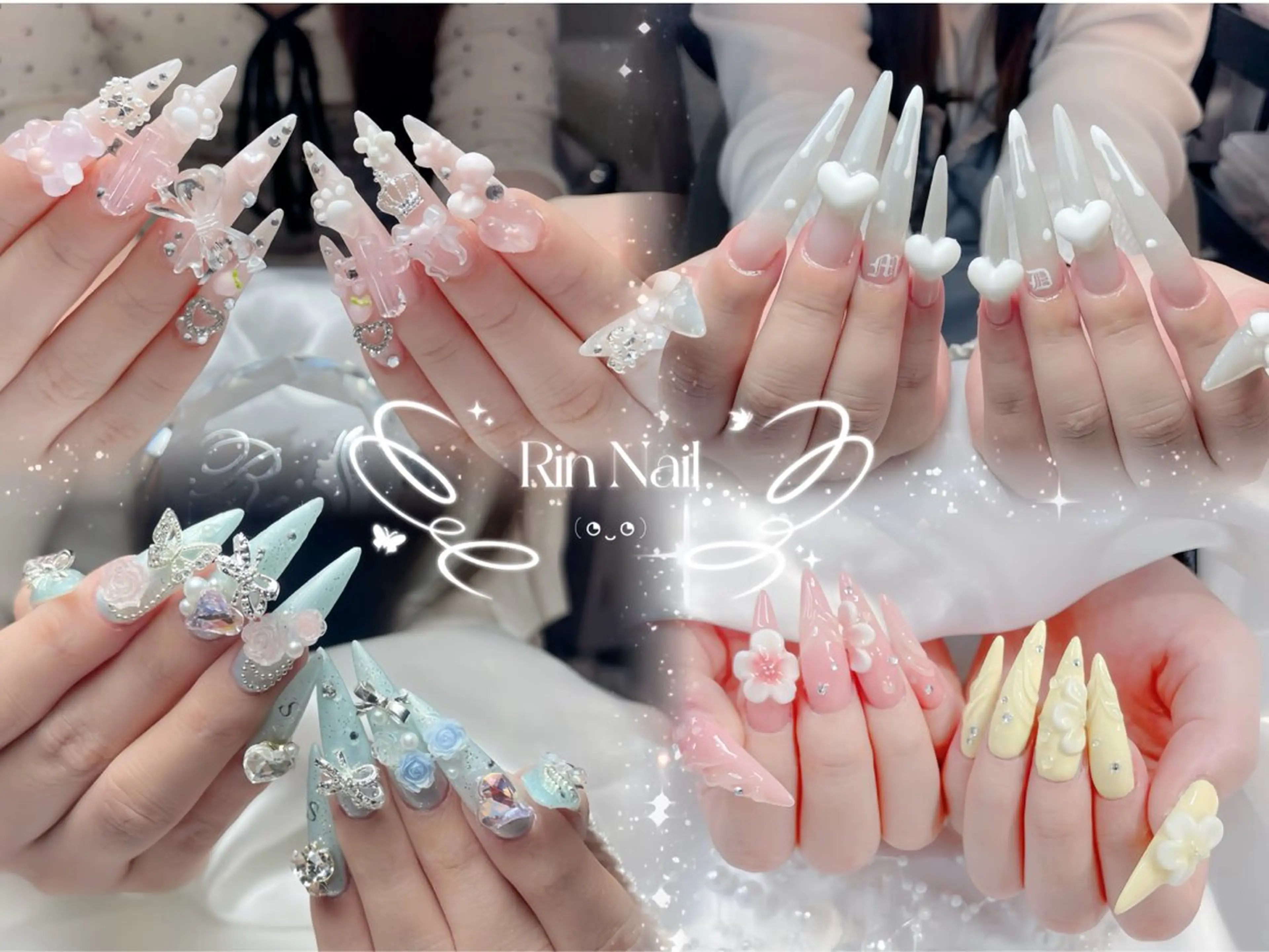ネイル オーロラネイル ブラウン フラッシュネイル フラワーネイル ホログラムネイル ハンドネイル Rin Nail 新大久保店のネイルデザイン
