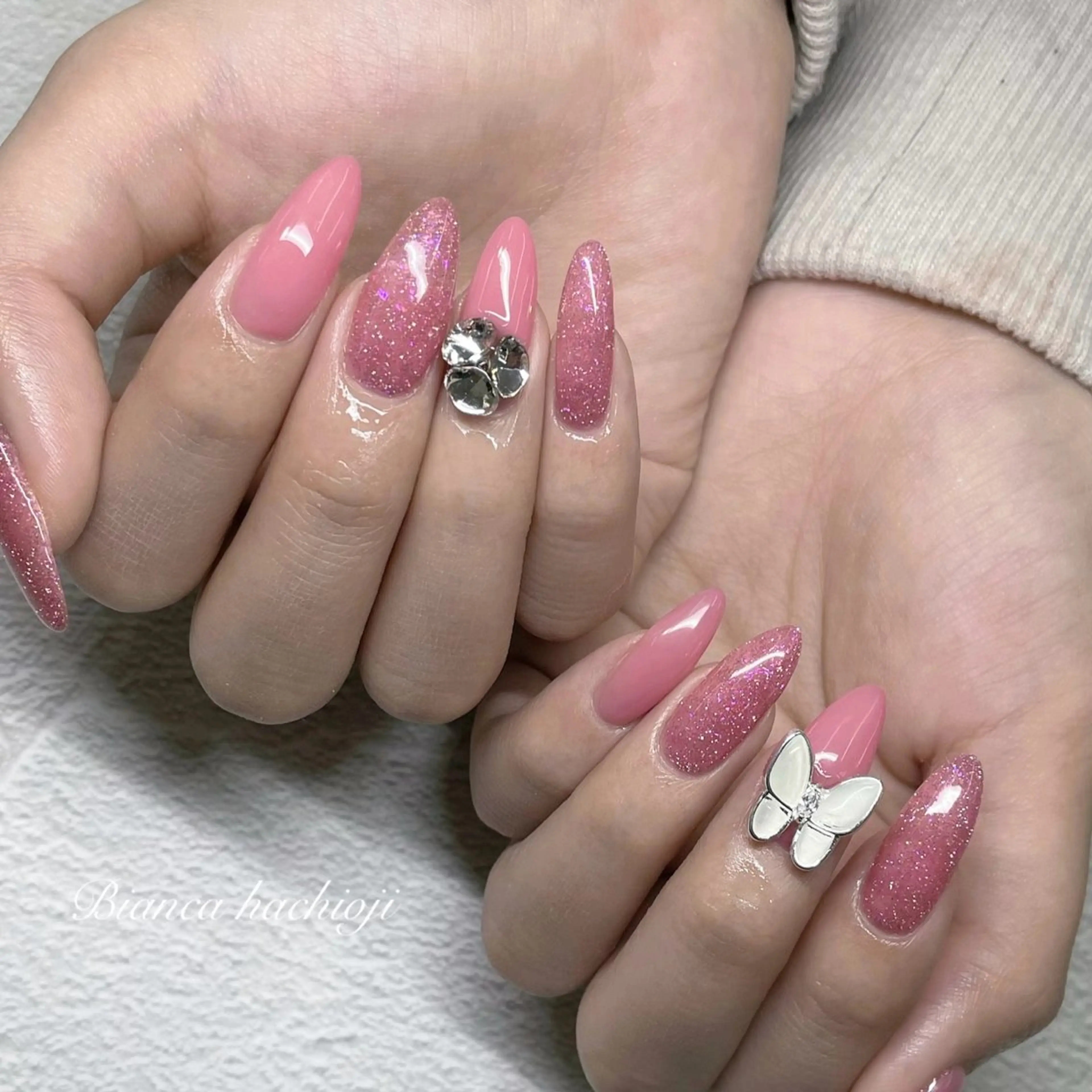 ネイル フラッシュネイル ハンドネイル Bianca🦋 AIRAのネイルデザイン