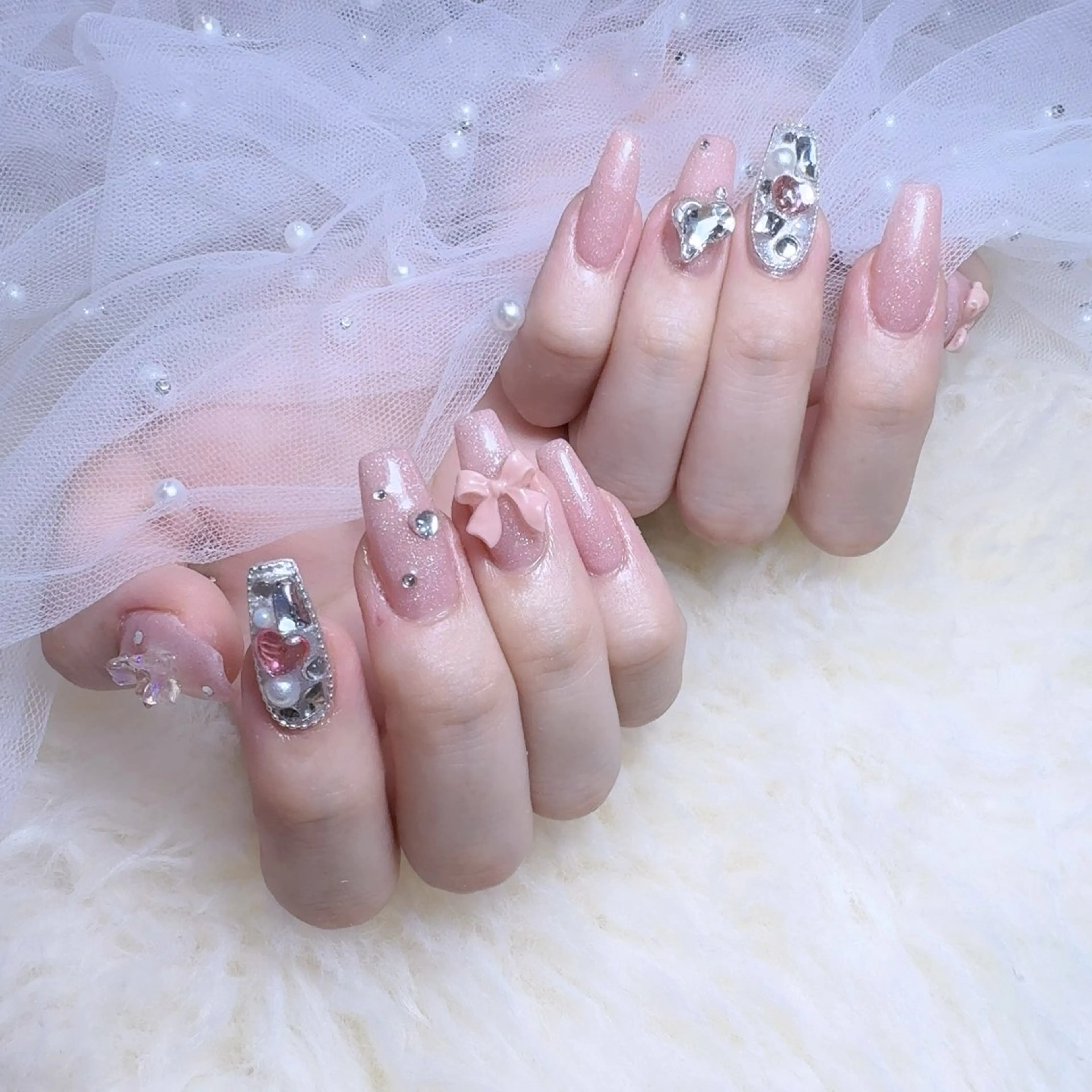 ネイル アートネイル フラッシュネイル フレンチネイル ジェルネイル ガラスフレンチ ハンドネイル You&Me Yukiのネイルデザイン