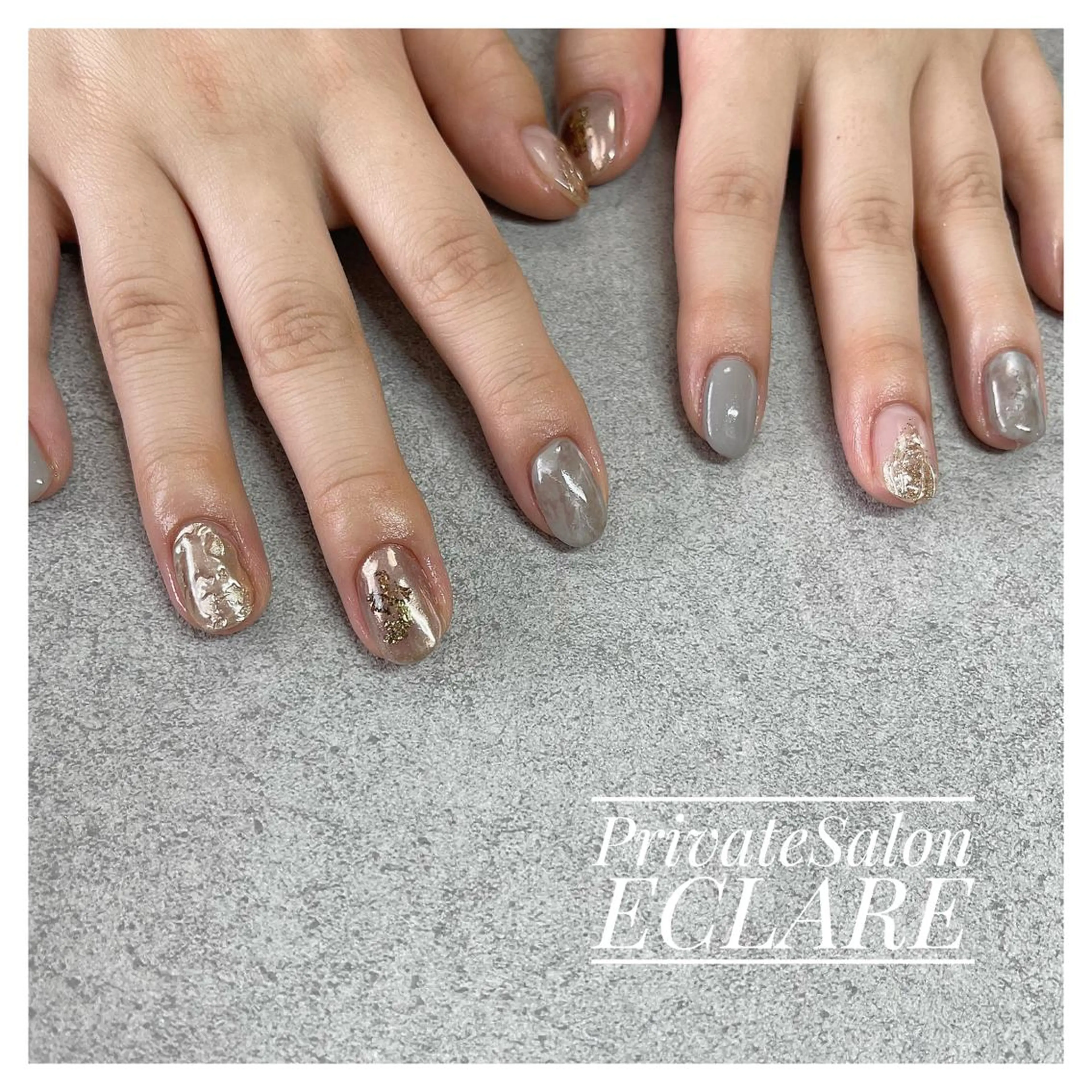 ネイル アートネイル ブラウン フットネイル フレンチネイル ジェルネイル Nail Salon ECLAREのネイルデザイン