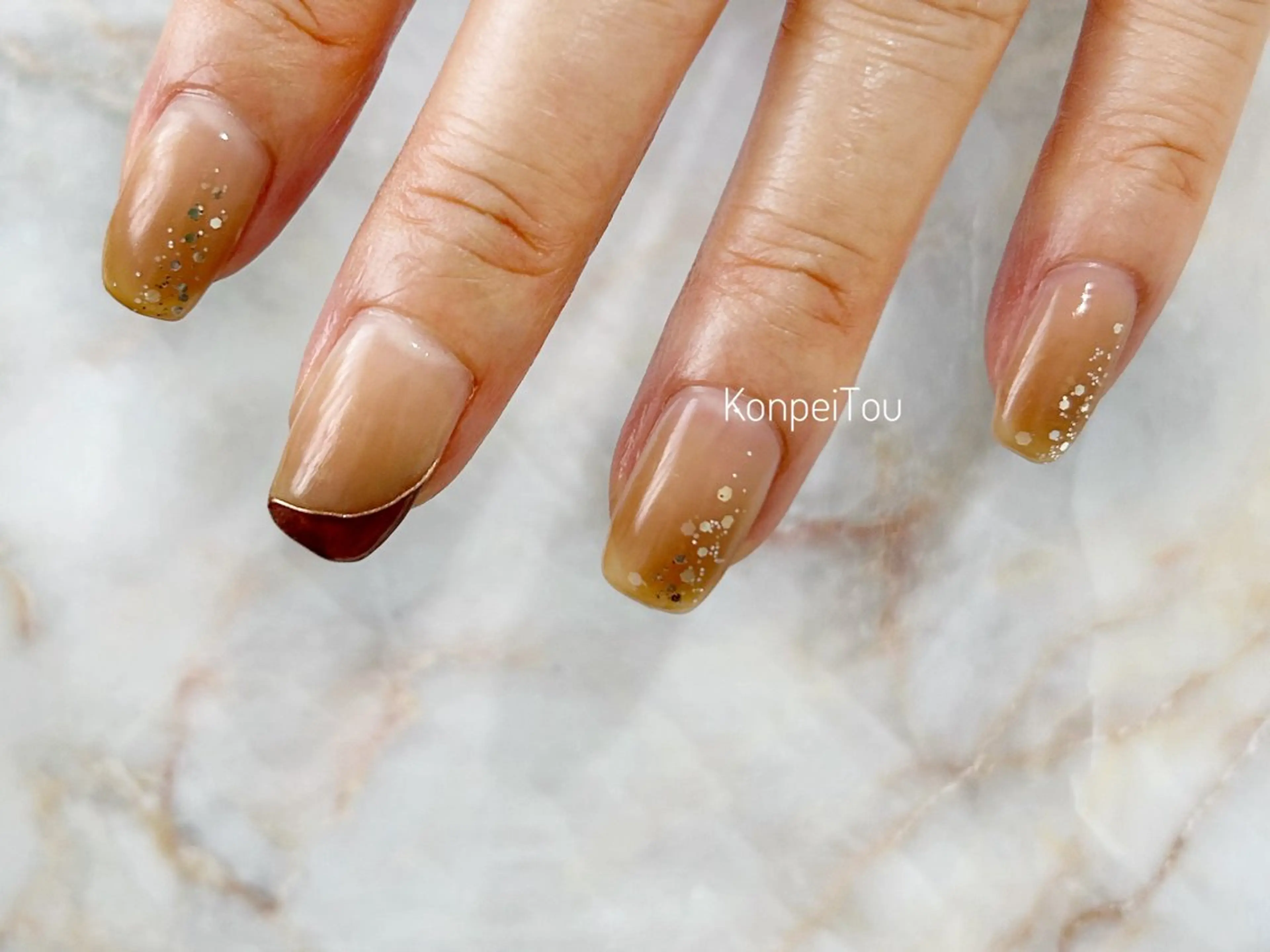ネイル ブラウン ハンドネイル おうちのネイルサロン KonpeiTouのネイルデザイン