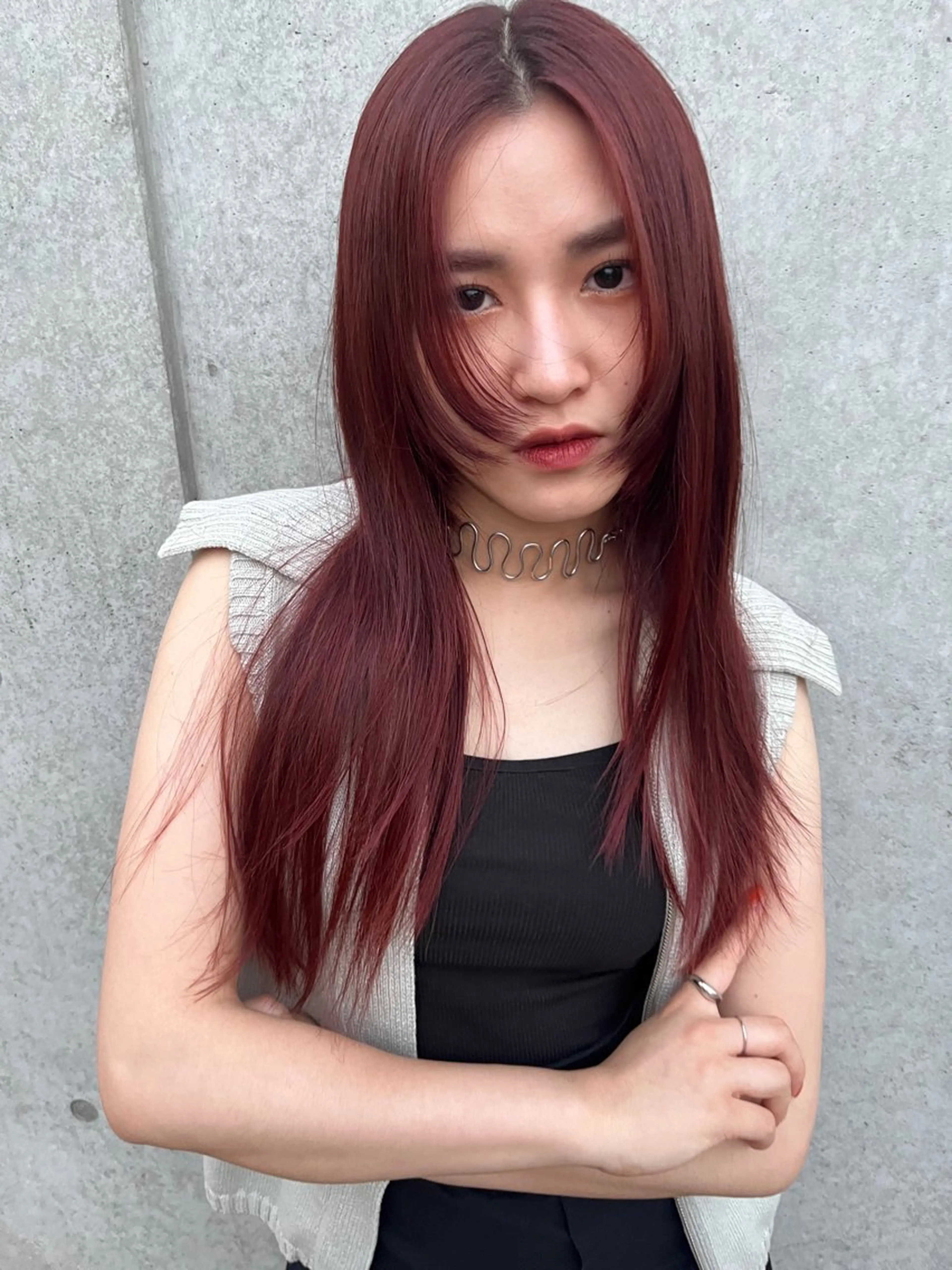 ロング カラー ブリーチ ブリーチなしカラー レッドカラー yuuna/ ハッシュカット🎀のヘアスタイル