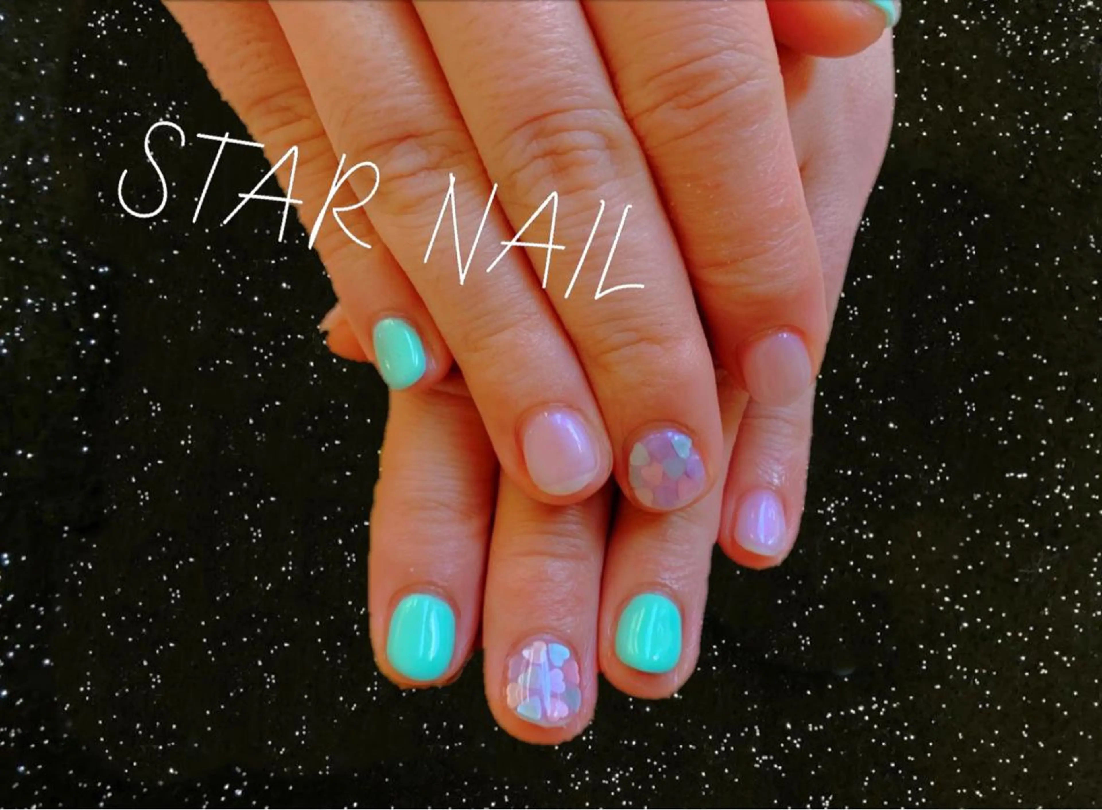 ネイル グリーン ハート STAR NAILのネイルデザイン