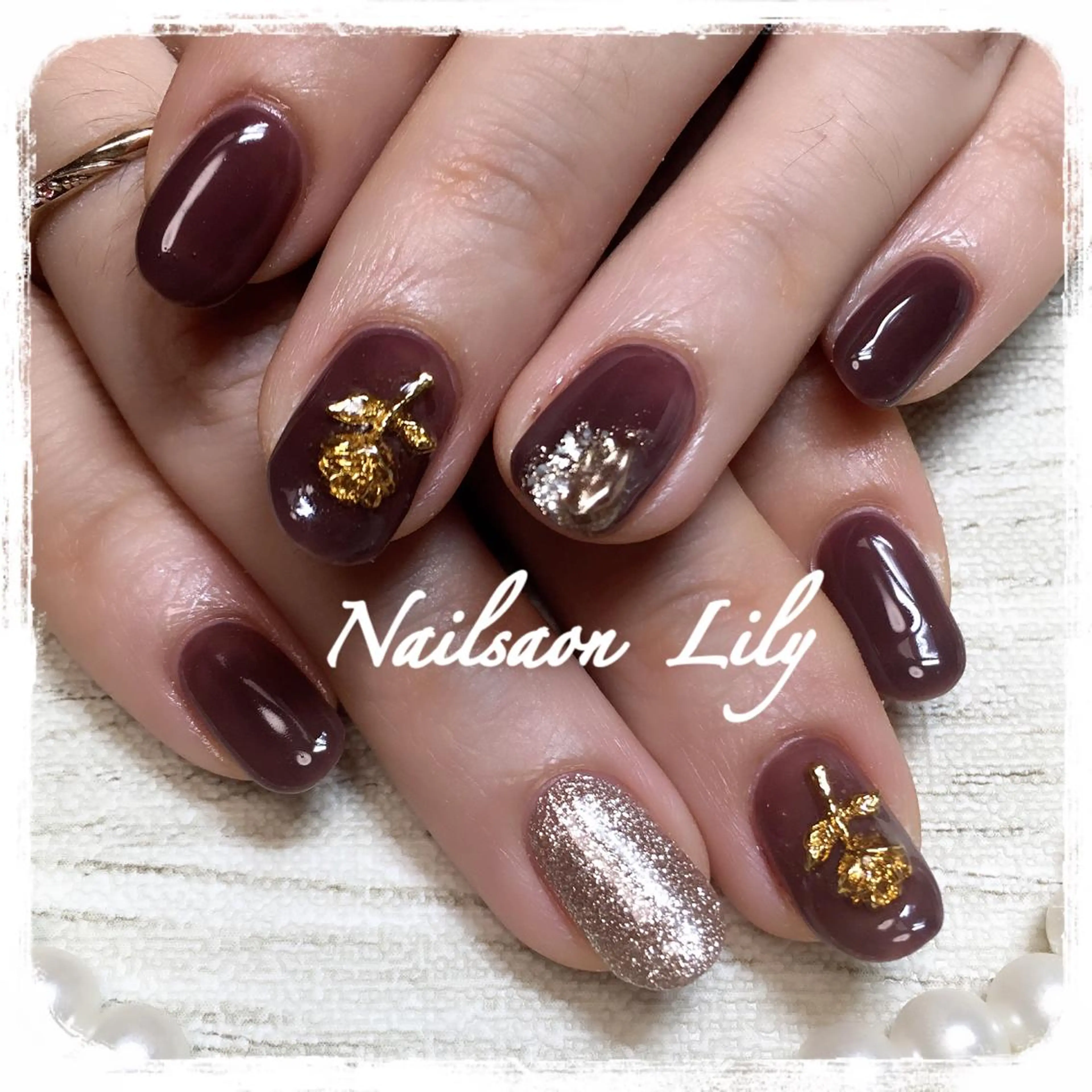 ネイル ボルドー Lily*nail 🌻Mii🌻のネイルデザイン